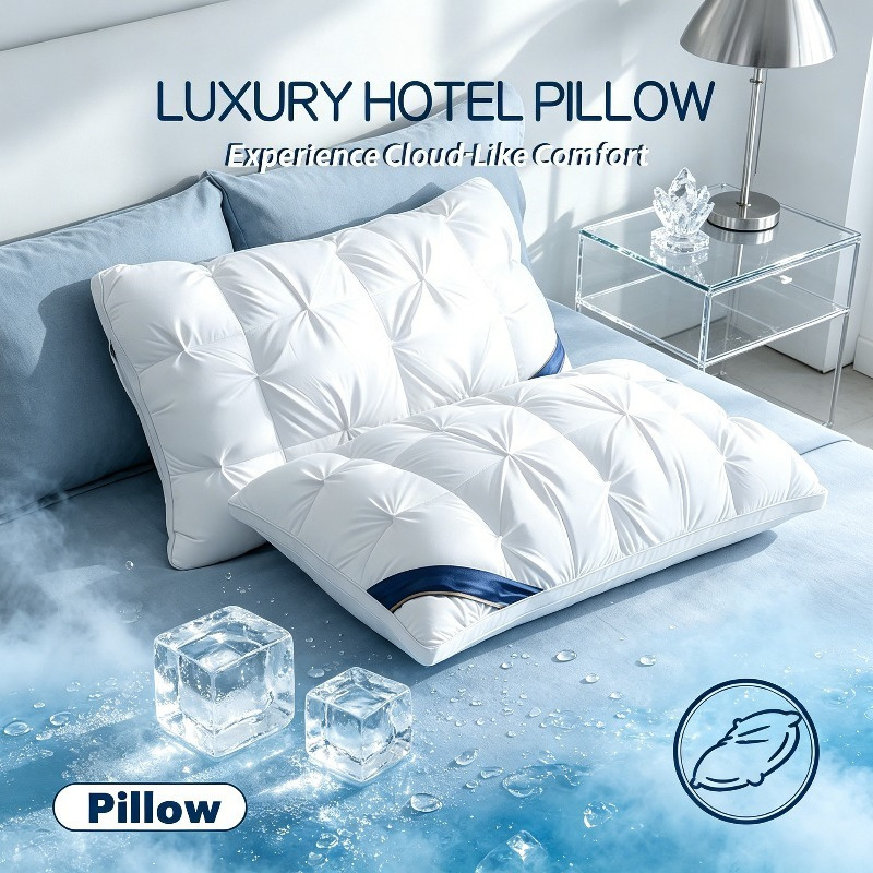 4pcs soft   pillow hotel grade pillow 100 polyester outer layer soft down alternative fill   support for   and   sleepers standard white grey ideal for home and hotel use