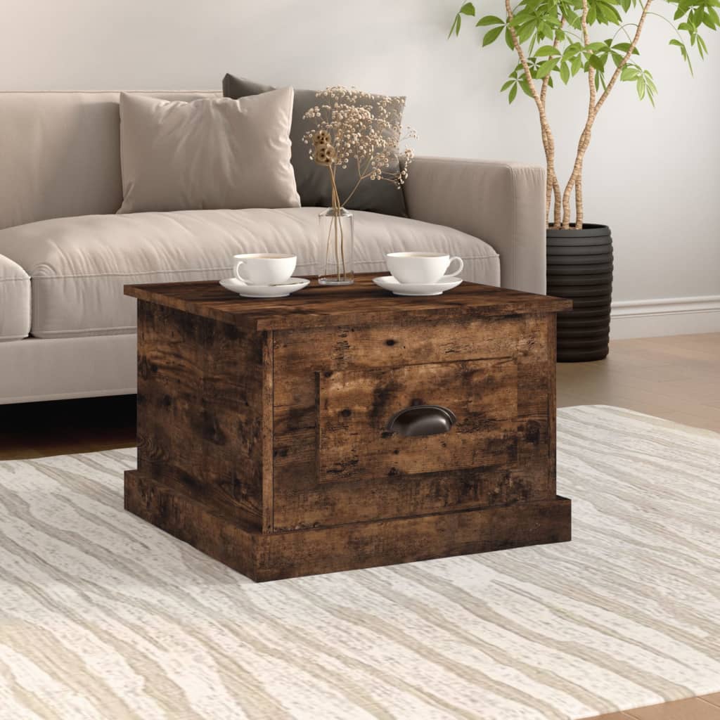 Image of Vidaxl Coffee Table, Side Table With 1 Drawer, Sofa Table For Living Room, Coffee Table Living Room Table, Modern, Smoked Oak Wood