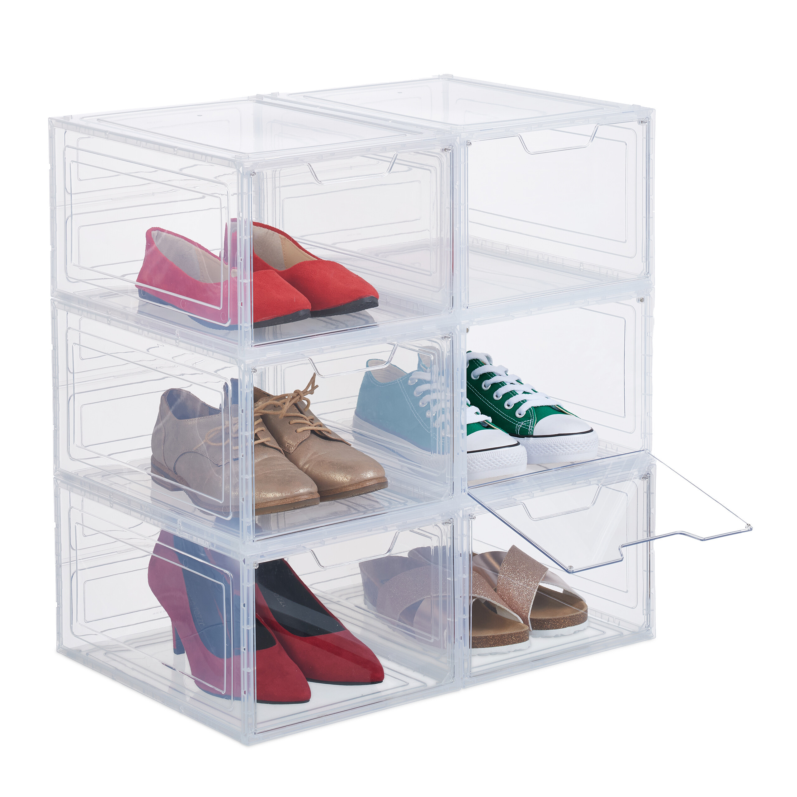 6 Transparent Shoe Boxes - (w)25 X (h)18 X (d)