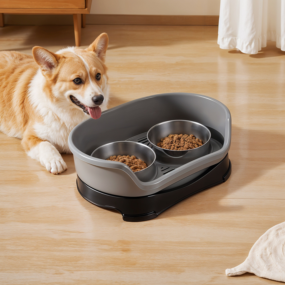 TEMU Stainless Steel Elevated Cat Food Bowl Double Bowl Non-slip For Indoor And Outdoor Use For Cats And Kittens Elevated Food And Water Bowls Stands