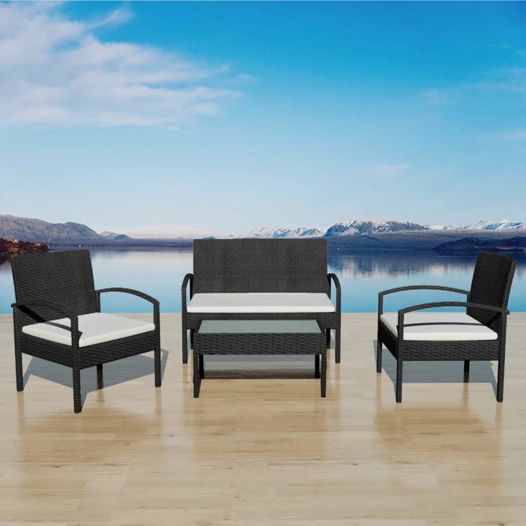 Image of Vidaxl Garden Furniture 4-piece Set With Cushions Poly Rattan Sofa Lounge Multiple Options