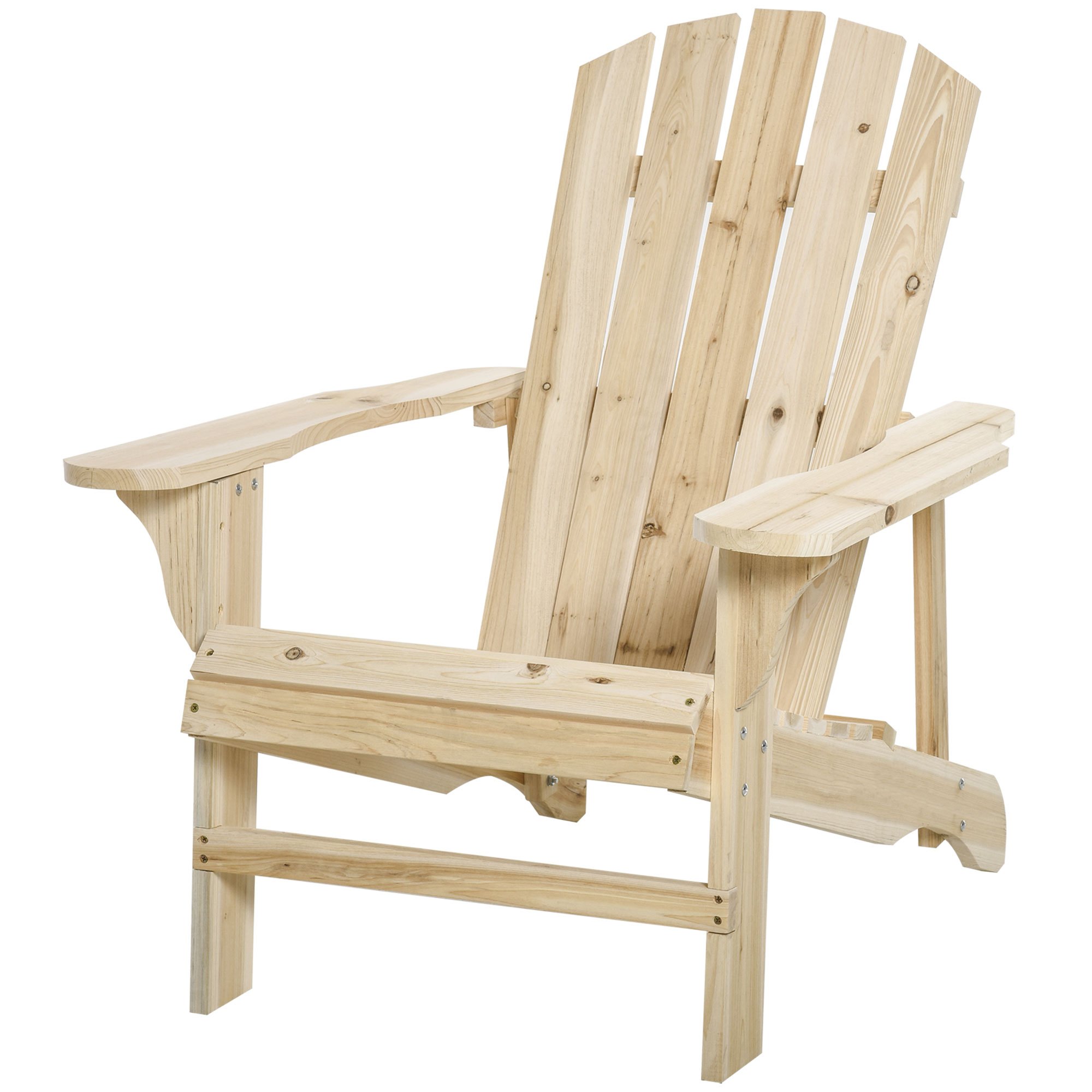 Outsunny Adirondack Chair, Outdoor Garden Chair, Solid Natural Fir Wood, 78l X 89w X 88h Cm, For Garden, Terrace, And Balcony