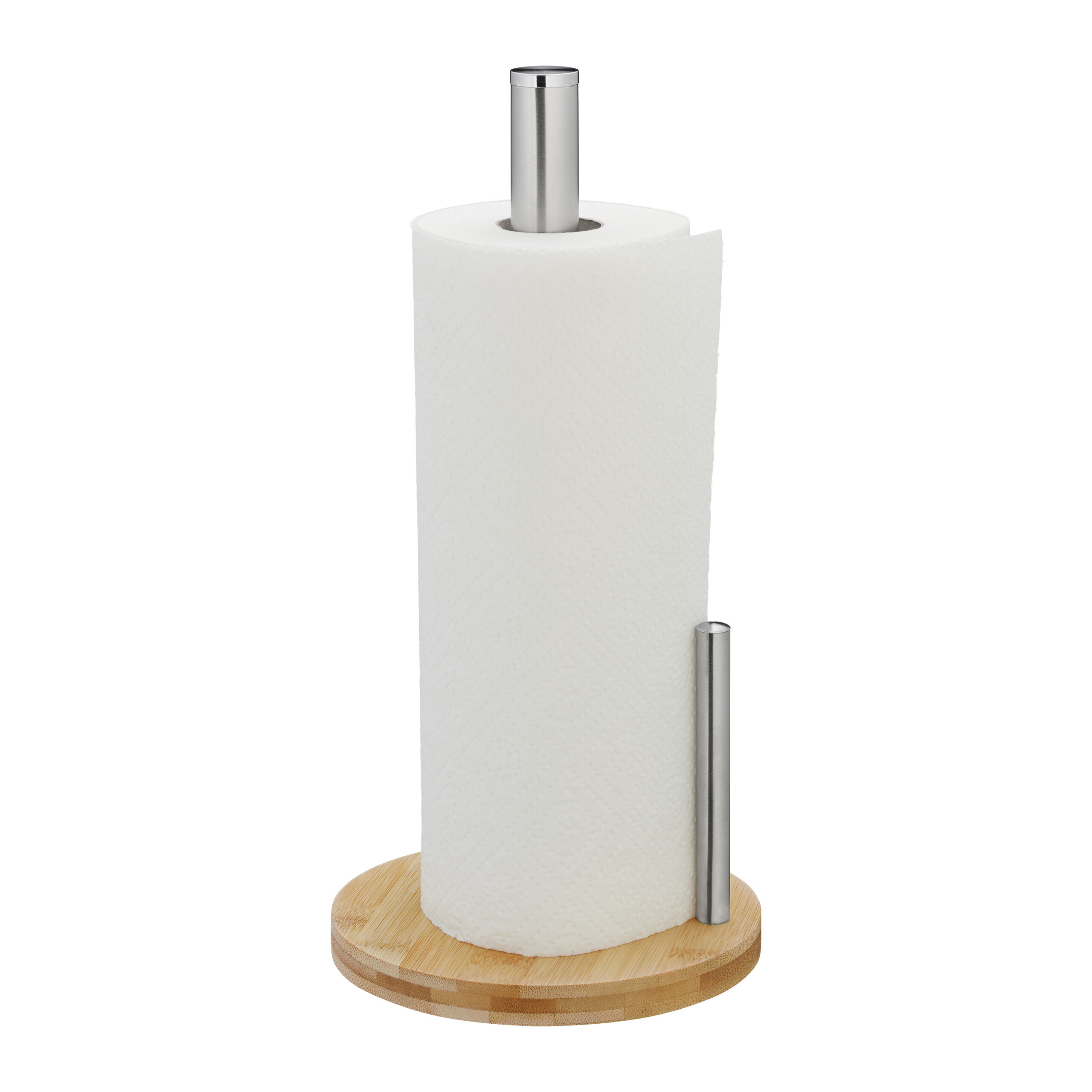 Kitchen Roll Holder In Natural/silver - (h)33 X Ø 16 Cm