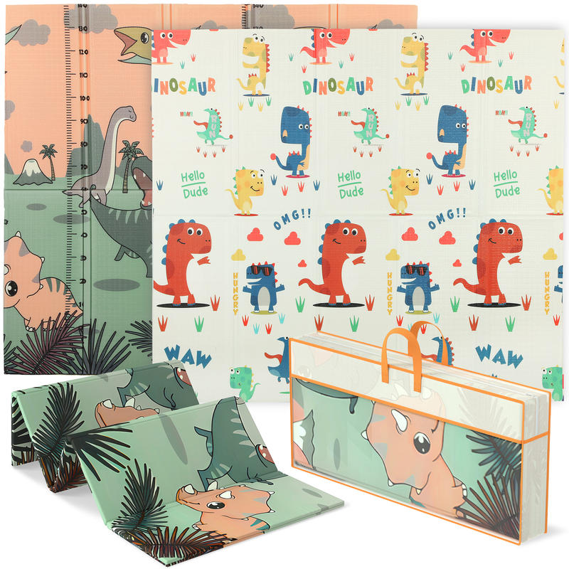 Podloga za bebe 196 X 176 X 1.5 Cm Sklopiva Dvostrana Podloga za Puzanje Višebojna