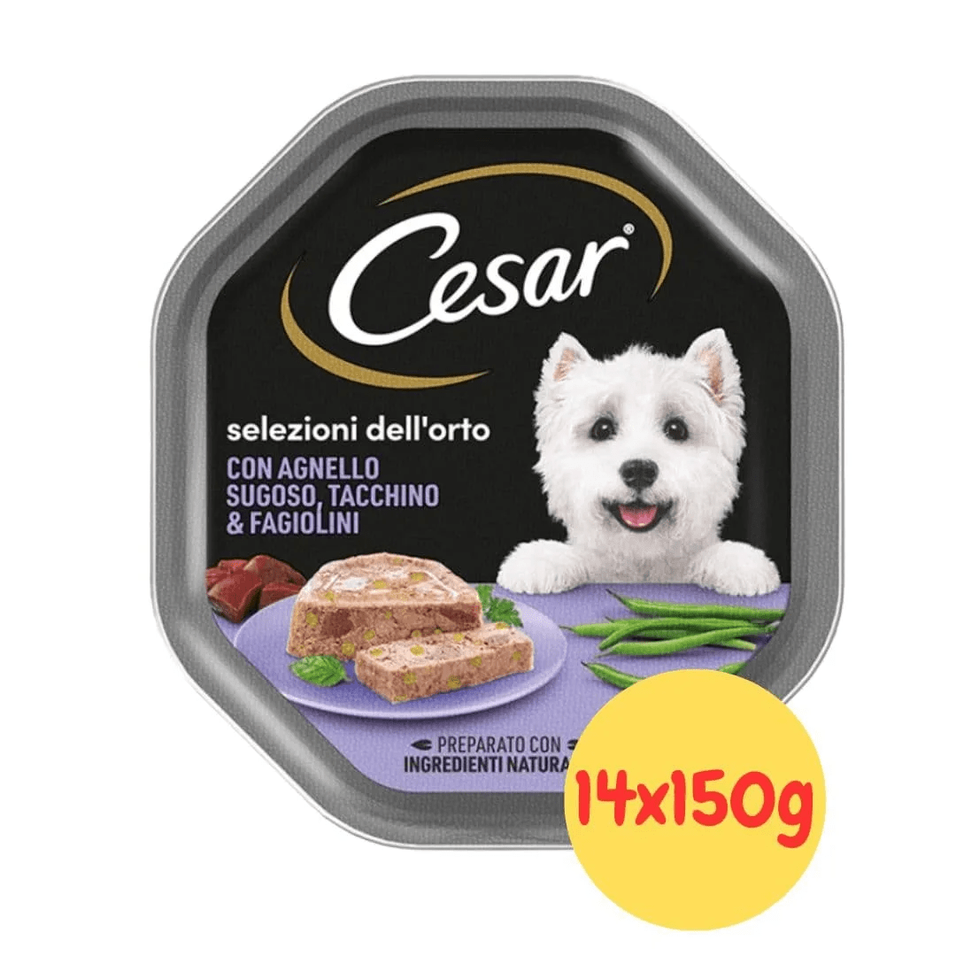 TEMU Cesar For Dogs With Juicy Lamb, Turkey, And Green Beans 14x150g