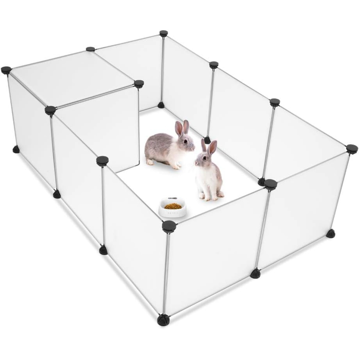 Image of Bonnlo Small Animal Playpen, Indoor Rabbit Enclosure, Cage For Guinea Pigs, Rabbits, Dogs, Puppies, White