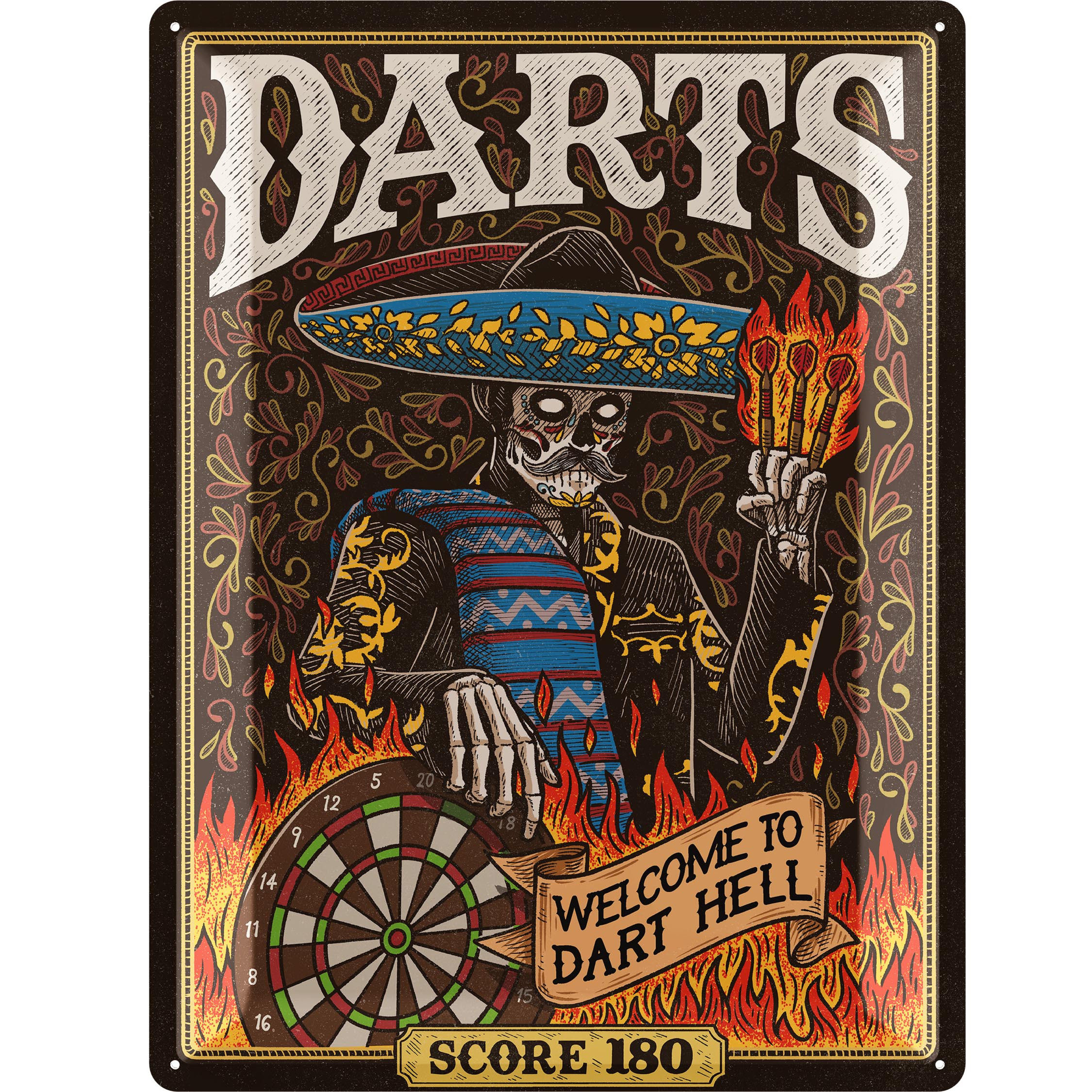 Image of Xxl Retro Metal Sign Dart Gifts For Men, Dart Shield, Dart Decoration For Pub Or Dart Cellar, Dart Fan Article 30x40cm Classic Edition