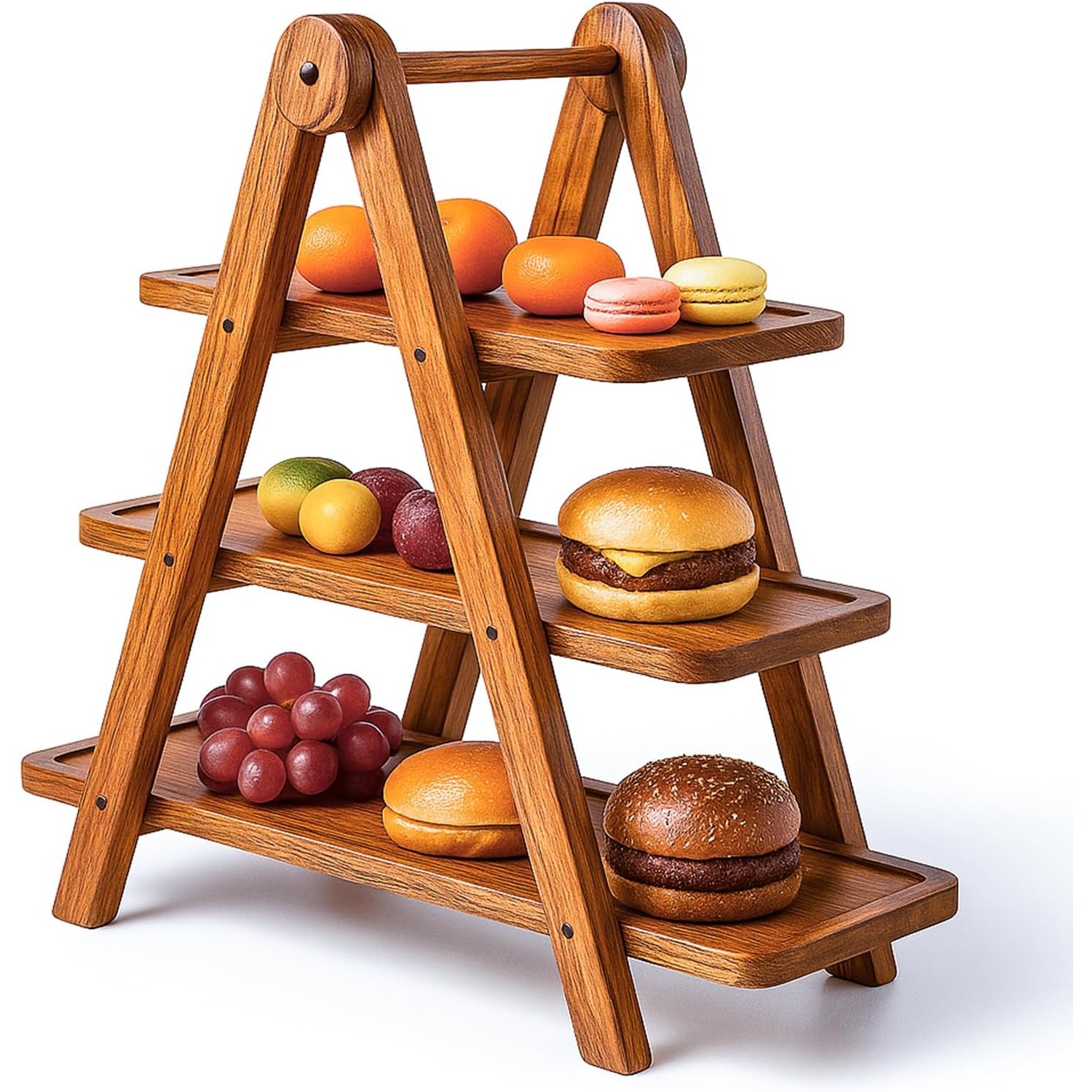TEMU 3-tier Wooden Serving Stand With Removable Trays, Display Rack For Snacks, Fruits, Desserts, Idea For Kitchen, Parties And Home Decor