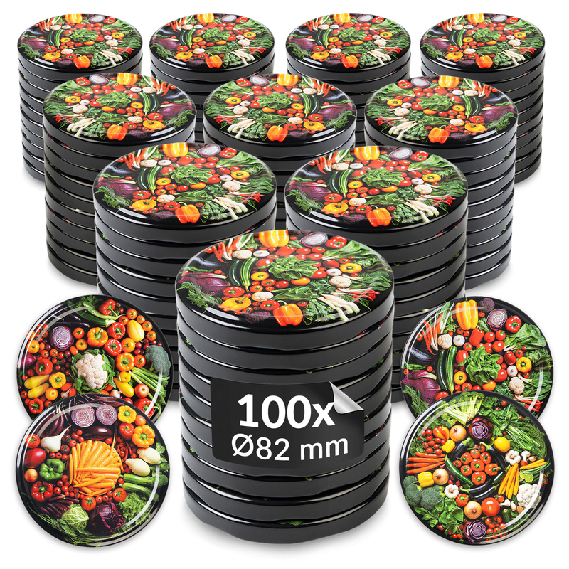 TEMU 10/50/100 pcs. Couvercles de bocaux de 82 mm - motif de légumes mélangés - couvercles de bocaux à 6 branches à visser, couvercles de bocaux à
