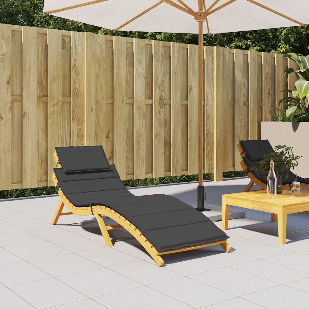 Image of Vidaxl Sun Lounger Cushion, Outdoor Lounger Cushion, For Garden Lounger Recliner, Cushion Cover, Black 186x58x4cm Oxford Fabric