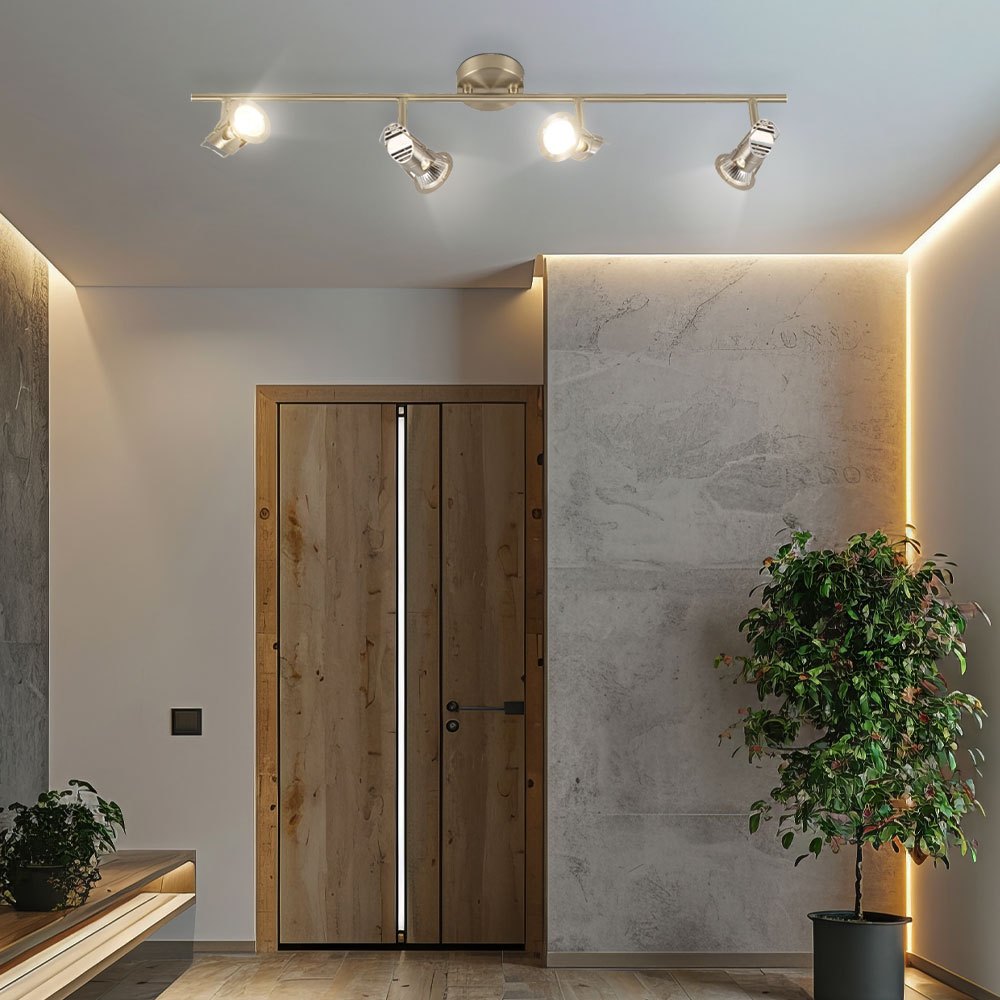 Ceiling Spotlight Bar Ceiling Lamp Room Light With Adjustable Spotlights, Matte Nickel, 4x Gu10, Lxh 78.5x15cm