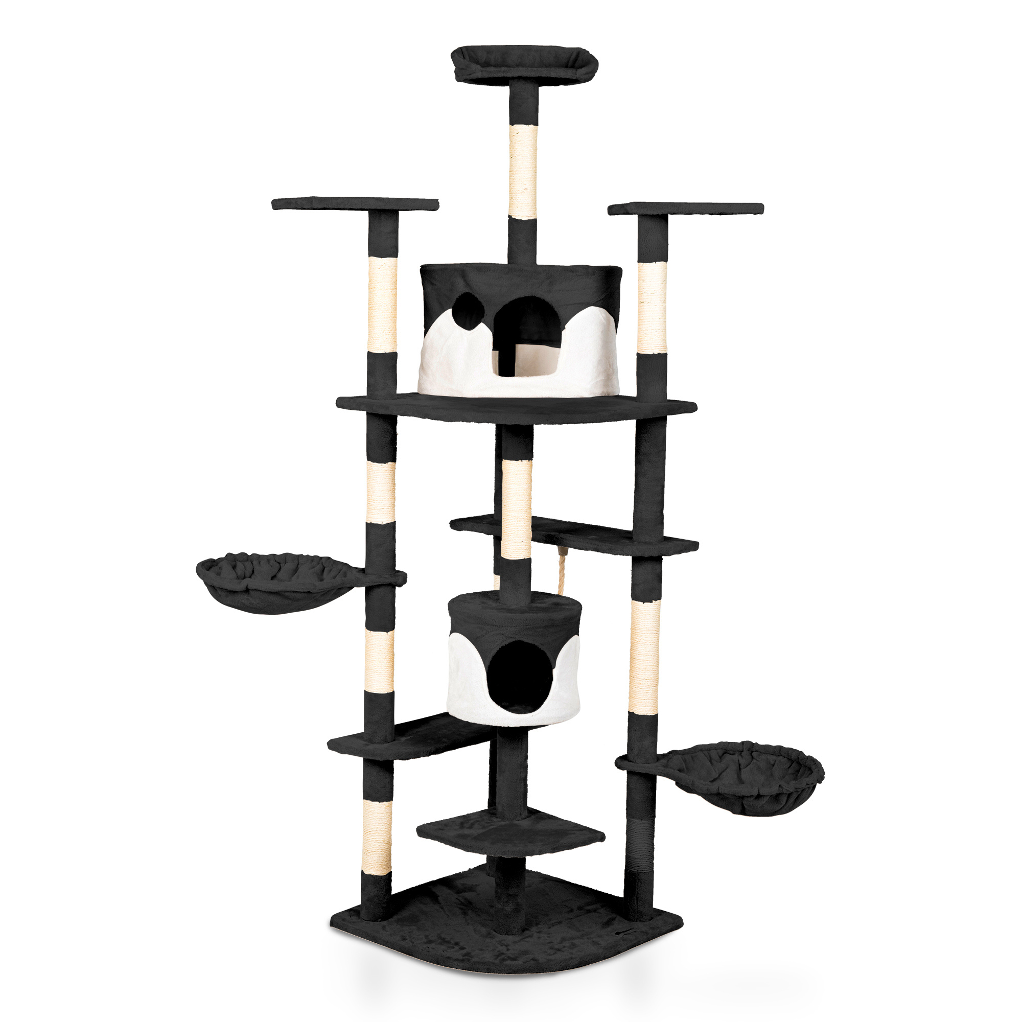 TEMU Casa Basics - Cat Scratcher , Height: 204 Cm With Platforms, Rope, Houses, Nests, Cat Tree Beige/black/grey