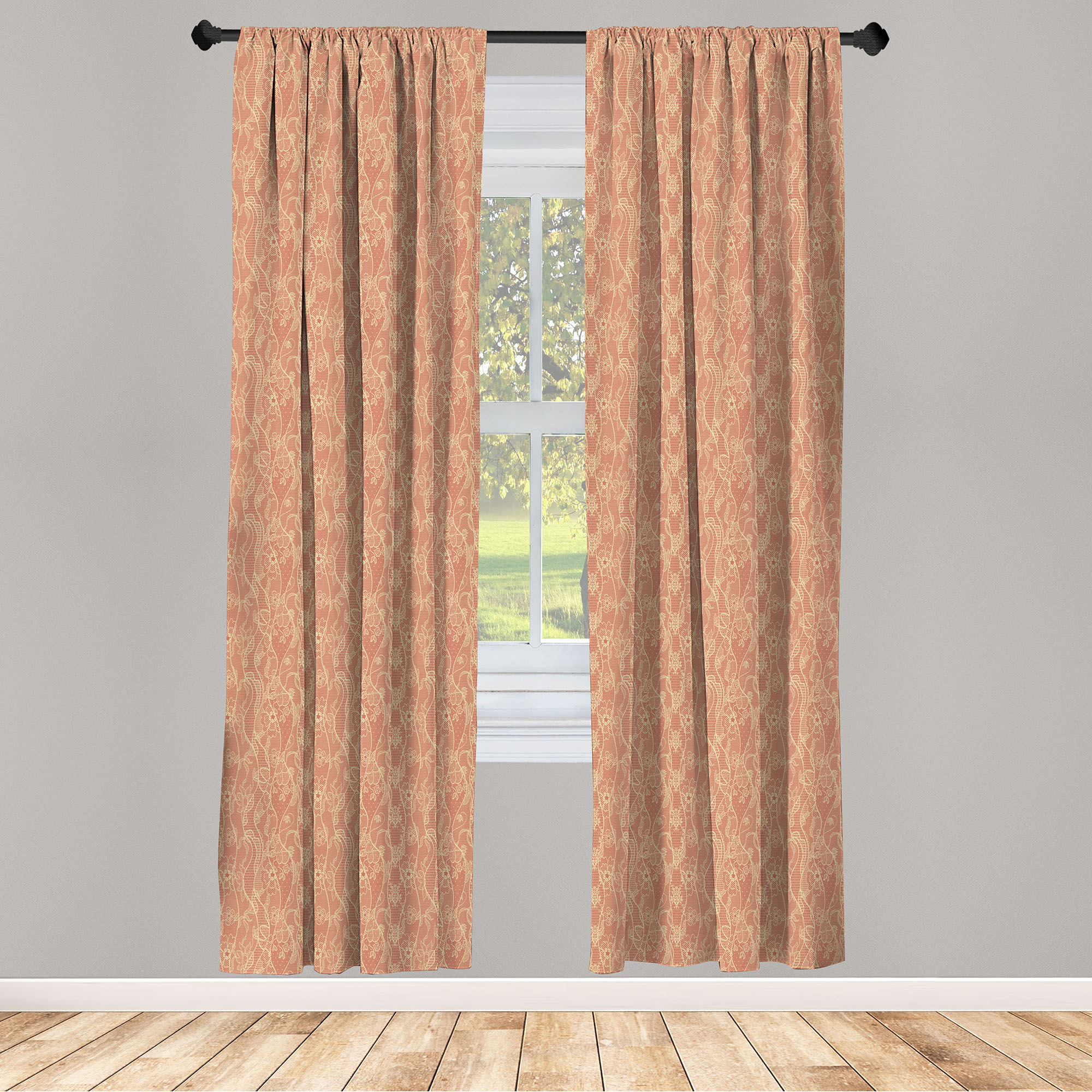 Image of 2 Panel Curtain Set With Rod Pocket For Living Room Bedroom, Lightweight & Semi-sheer, Soft Microfiber Fabric, Art Digital Printing