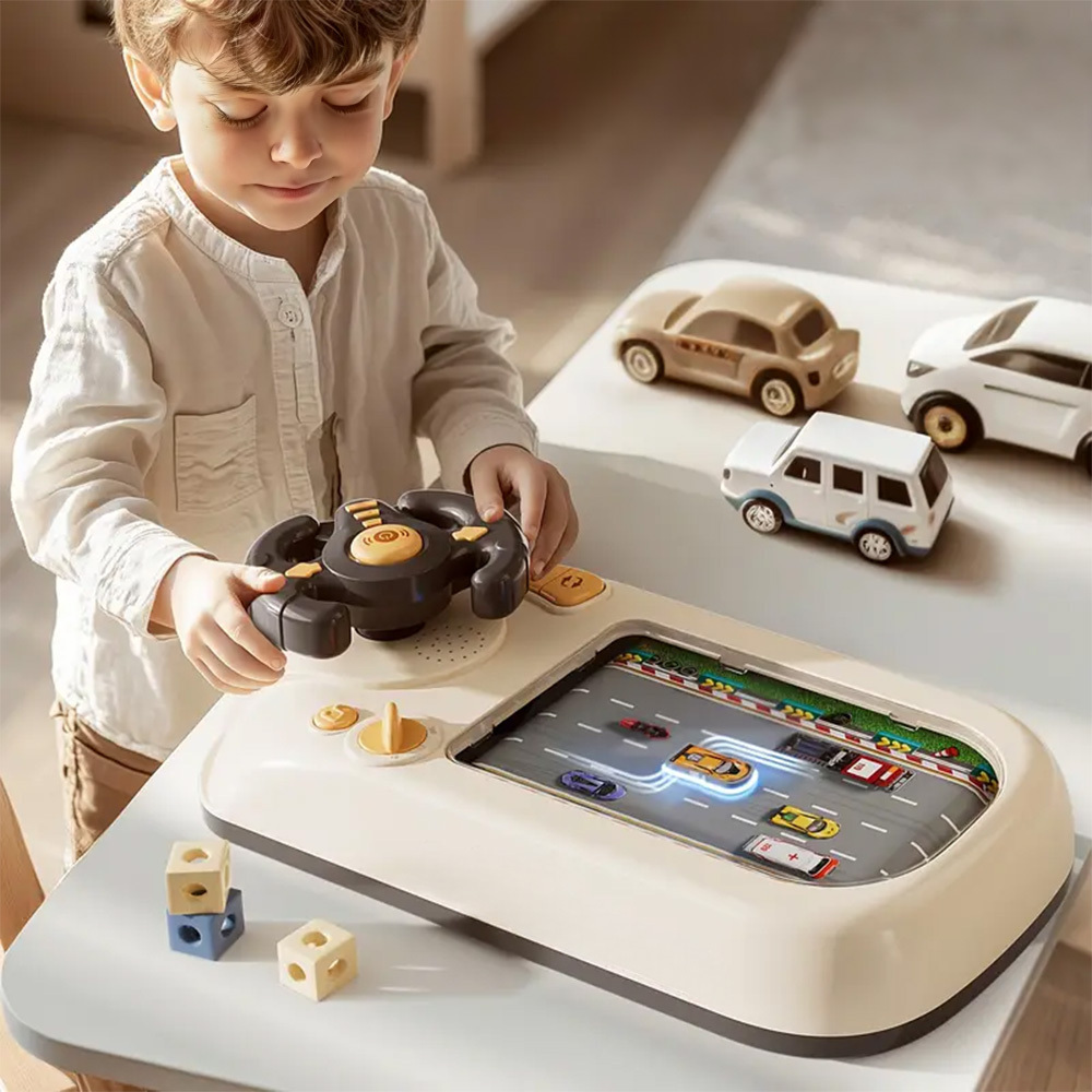 Racing Obstacle Game Console with Multi-Function Wheel