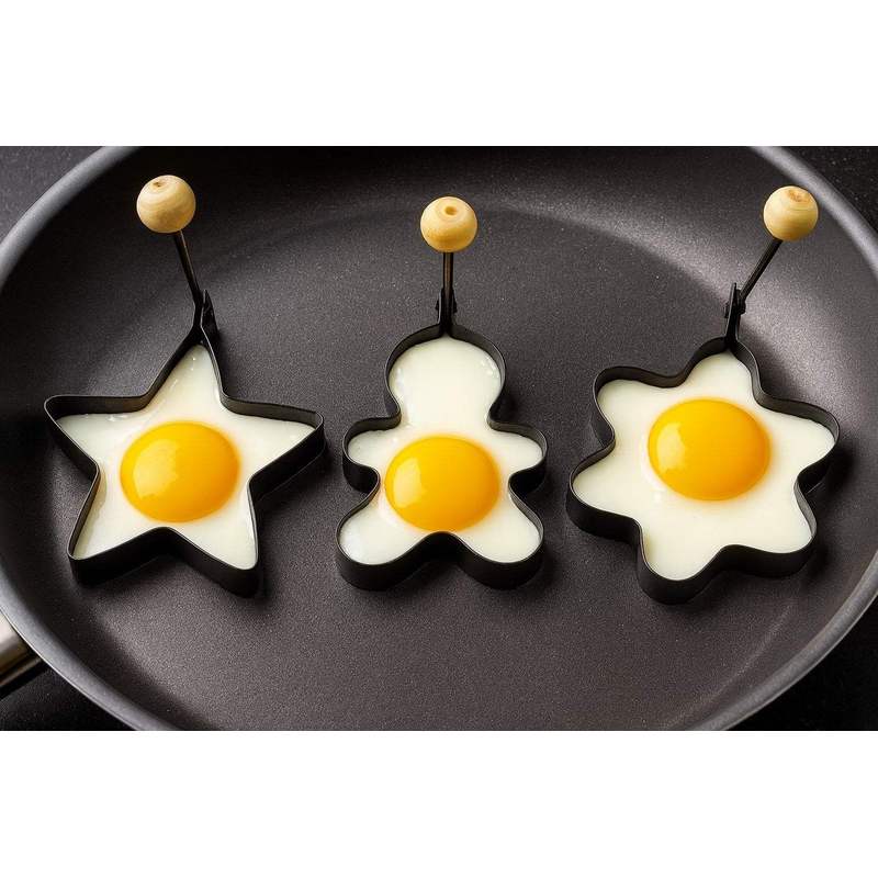 Image of 3rd Set Mirror-shaped Pancake Molds Mirror Egg Egg Ring Egg-shaped Pancake Former