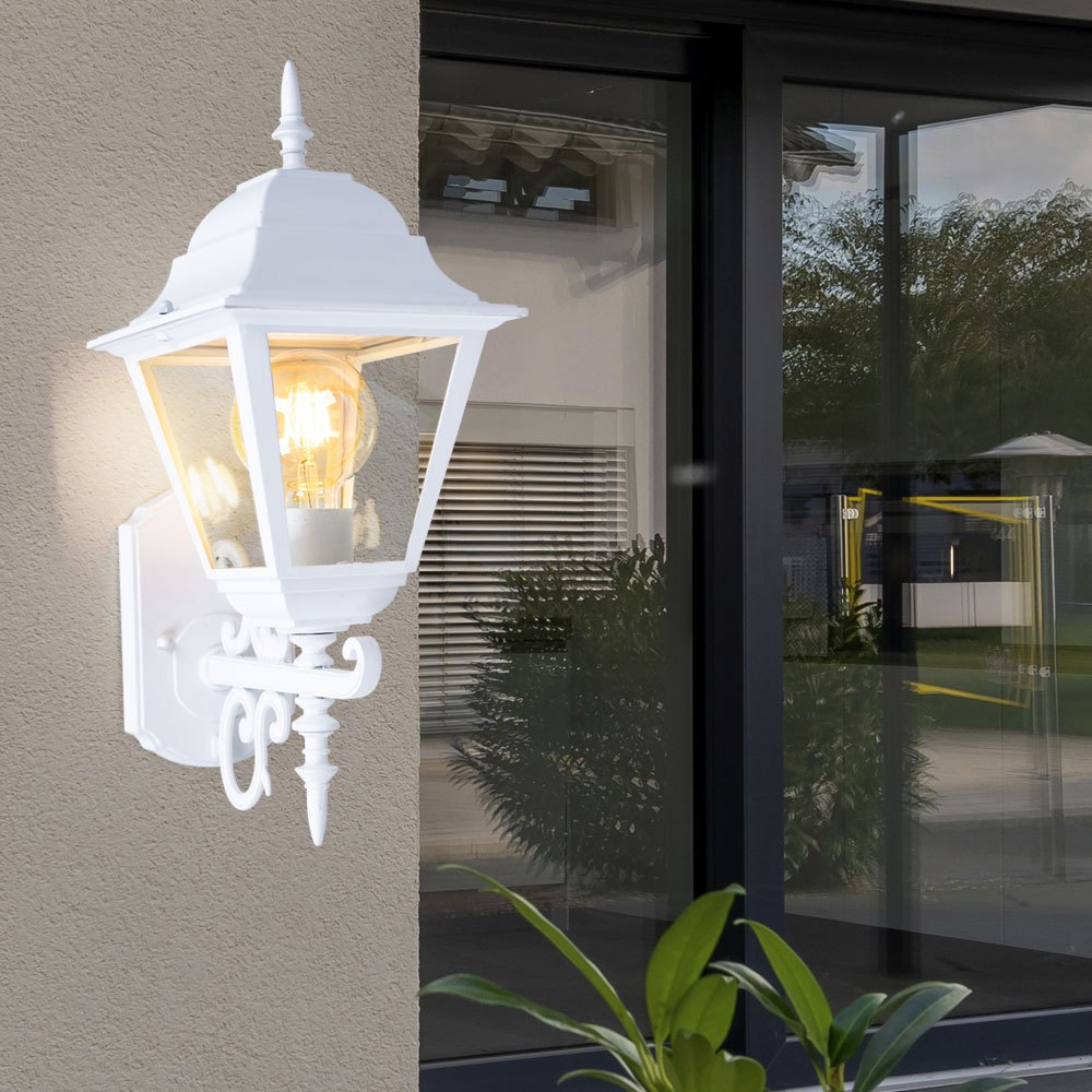 Image of Outdoor Wall Lantern, Garden Entrance Light, Aluminum And White Glass, Ip44, 1x E27 Socket, Hxwxd 44.5x18.5x24.5 Cm