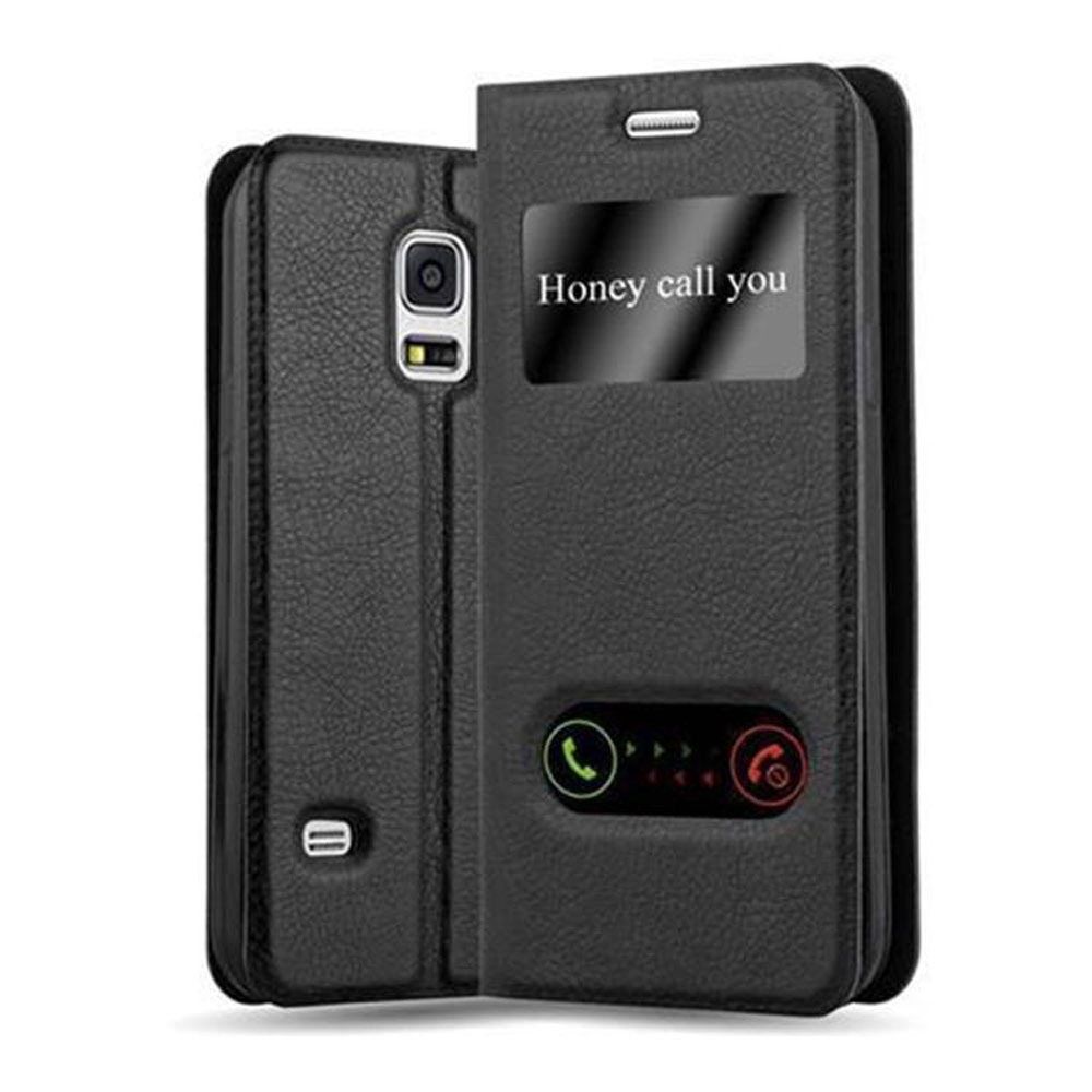 Case Compatible For Galaxy S5 / S5 Neo Protective Cover With Magnetic Closure, Stand Function And 2 Viewing Windows Flip Case Cover Phone Case Folding Case Book Bag