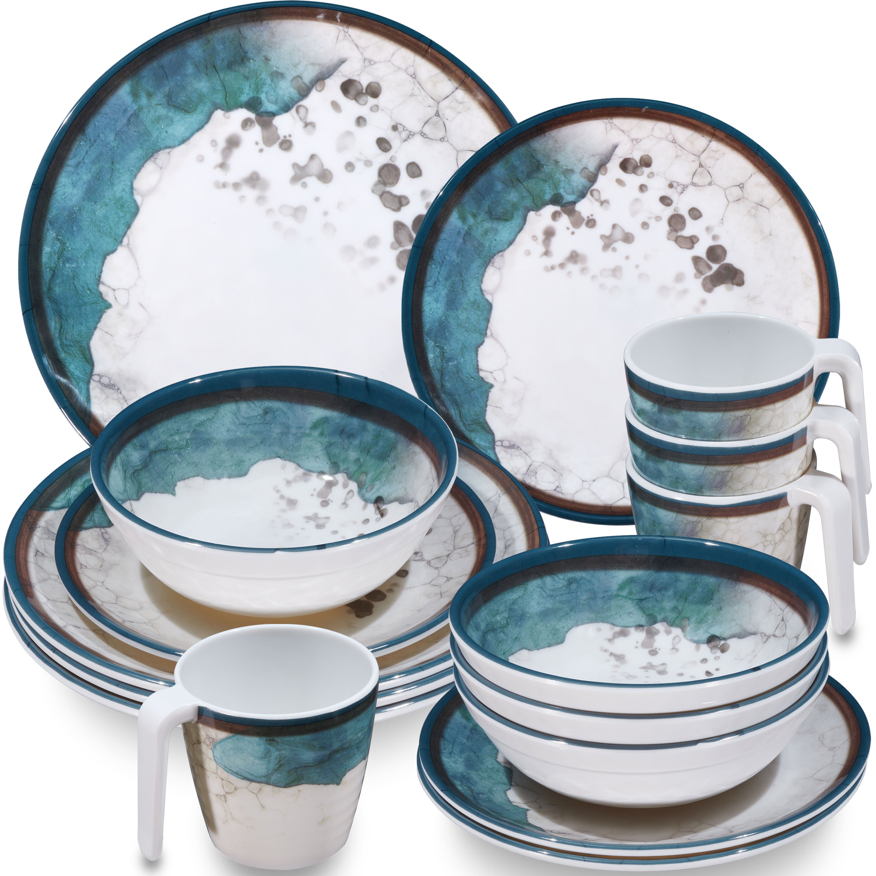 Image of Camping Dishware Lagune For - 16pcs - Dishwasher-safe Tableware Camping Accessories Camping Dishware Camping Festival Picnic Garden Party