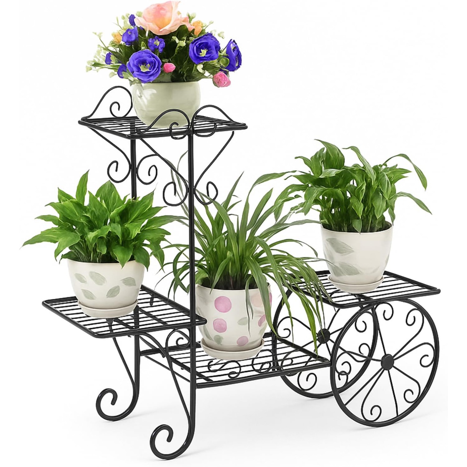 TEMU 3 Tier Metal Plant Stand Indoor Outdoor, Decorative Flower Pot Display Rack Floor Standing Iron Planter Shelf For Garden, Balcony, Patio, Home