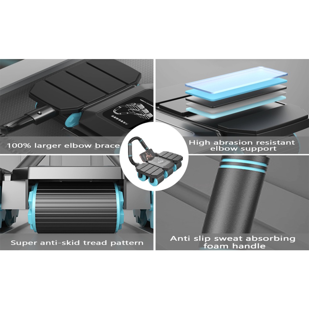 Rouleau abdominal à rebond automatique et stabilité à 6 roues, roue d'entraînement des muscles abdominaux pour l'entraînement du noyau, entraîneur de noyau robuste de 150 kg, avec support de téléphone
