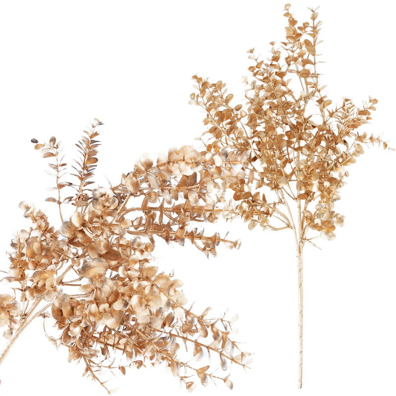 Image of Elegant Golden Dense Decorative Branch With Leaves For Holidays