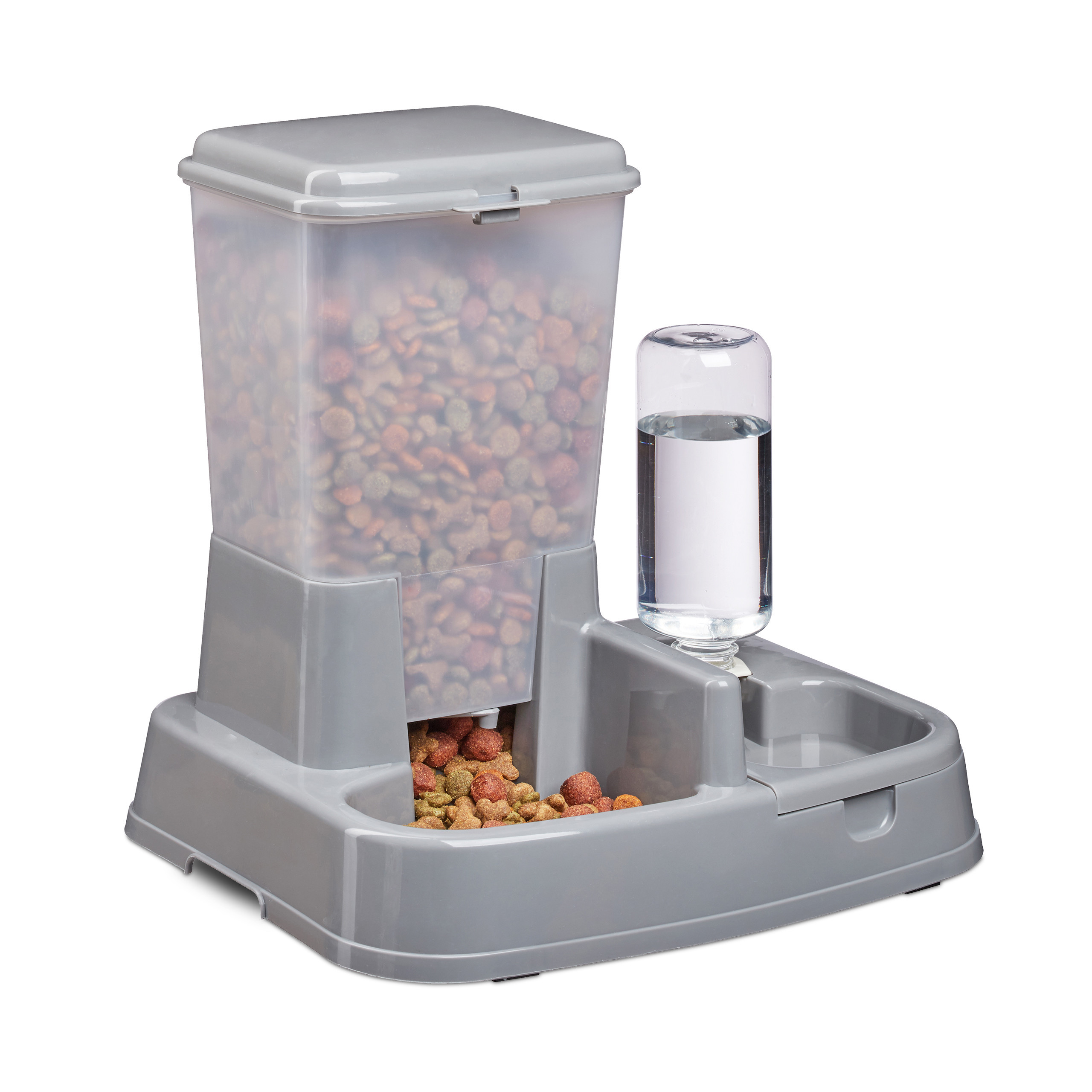 Water And Food Dispenser In Dark Gray