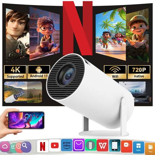 photo de l'article mini projecteur avec haut-parleur, 200 ansi, compatible 4k, 720p, compatible 11, fonctionne avec appareils hd, smartphones et ordinateurs portables, idéal pour maison et la projection extérieure, cadeau de festival