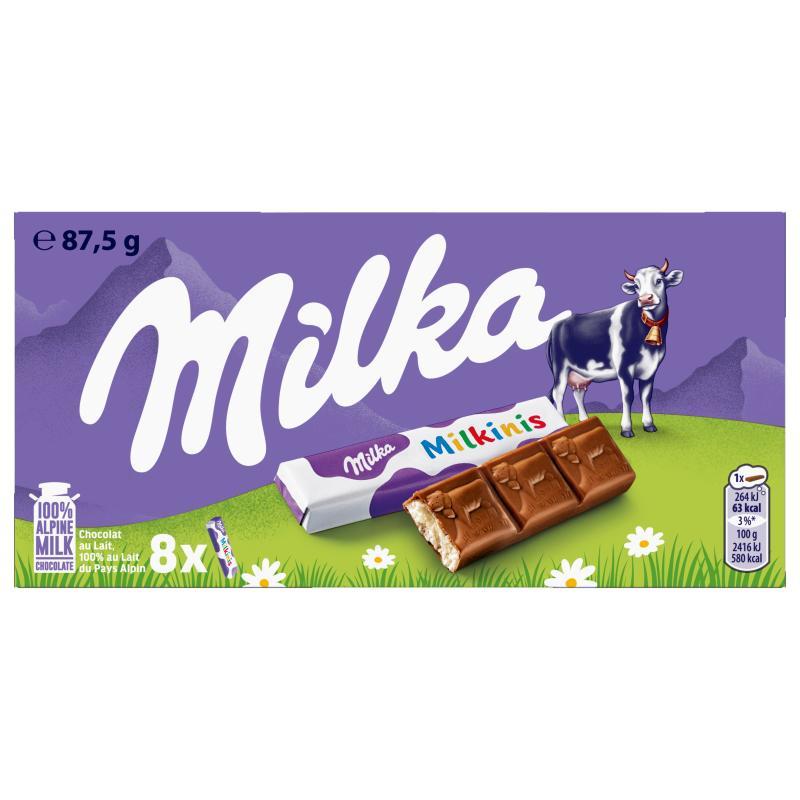 Image of Milka Milk Chocolate With Alpine Milk Filling 87.5 G (8 Pieces)