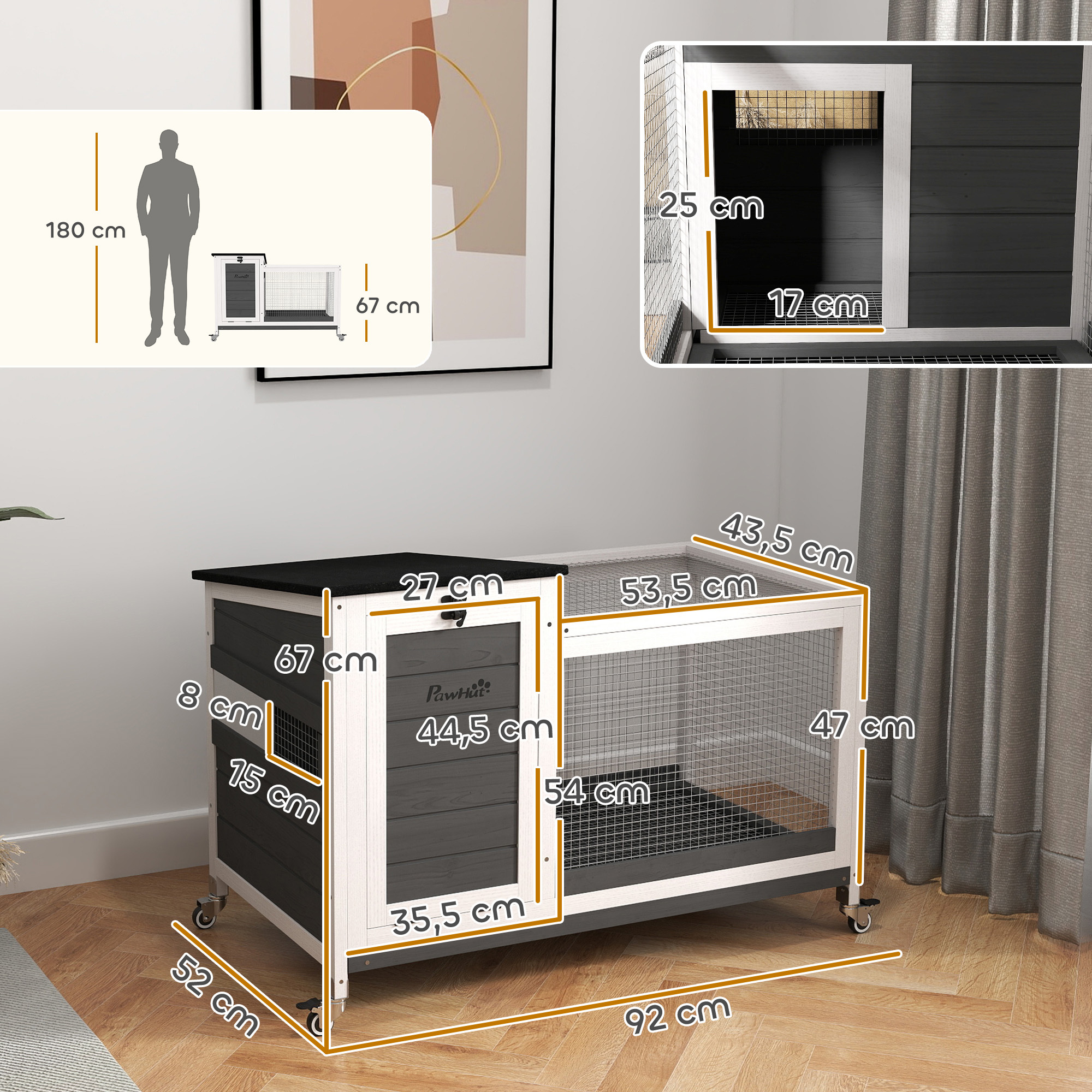 Houten konijnenhok met wielen voor vrije uitloop