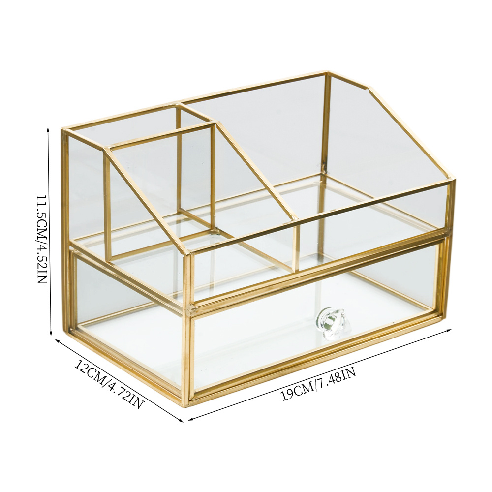 Double Layer Cosmetics Jewelry Box with Earring Organizer