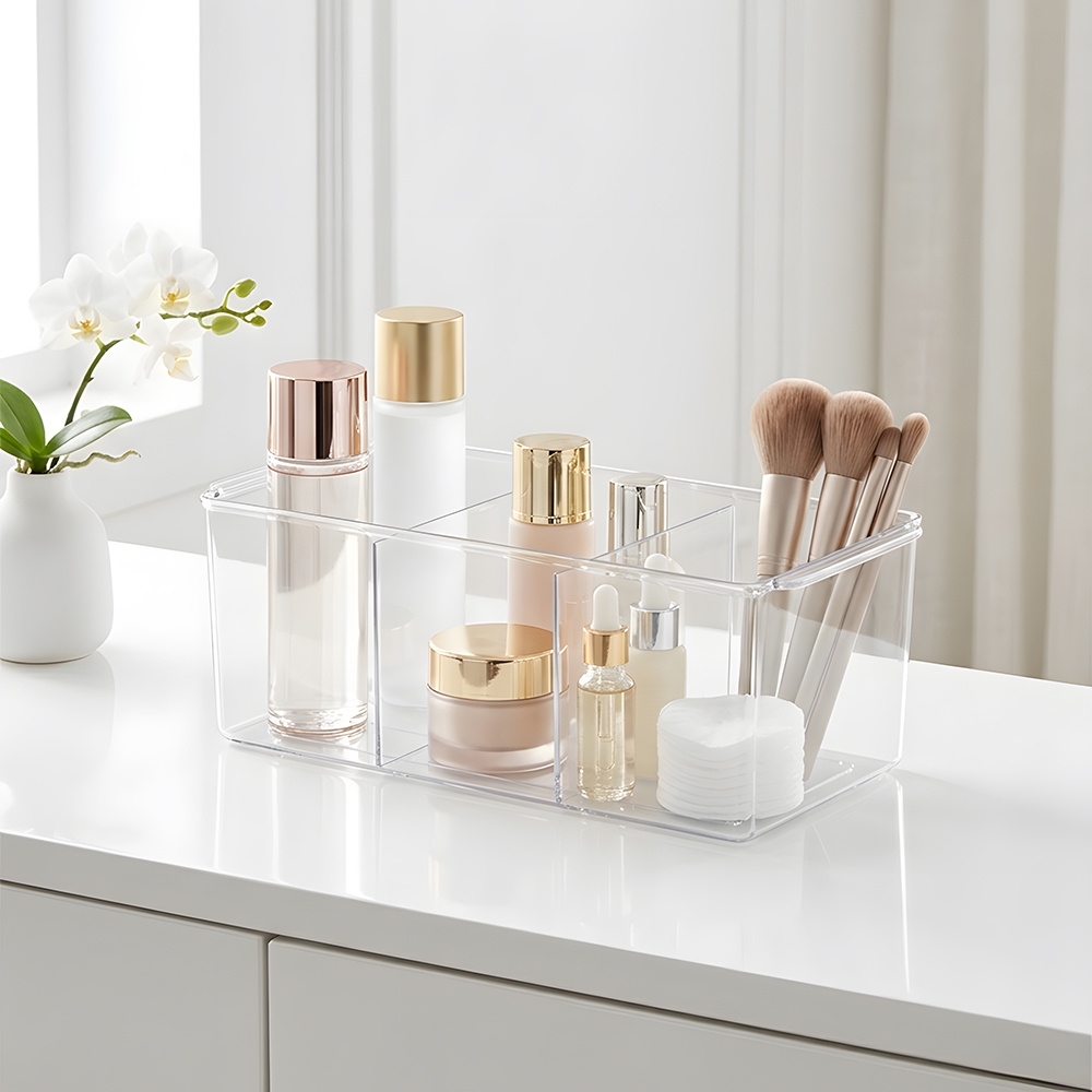 Vanity Table Cosmetic Storage Box with Dividers