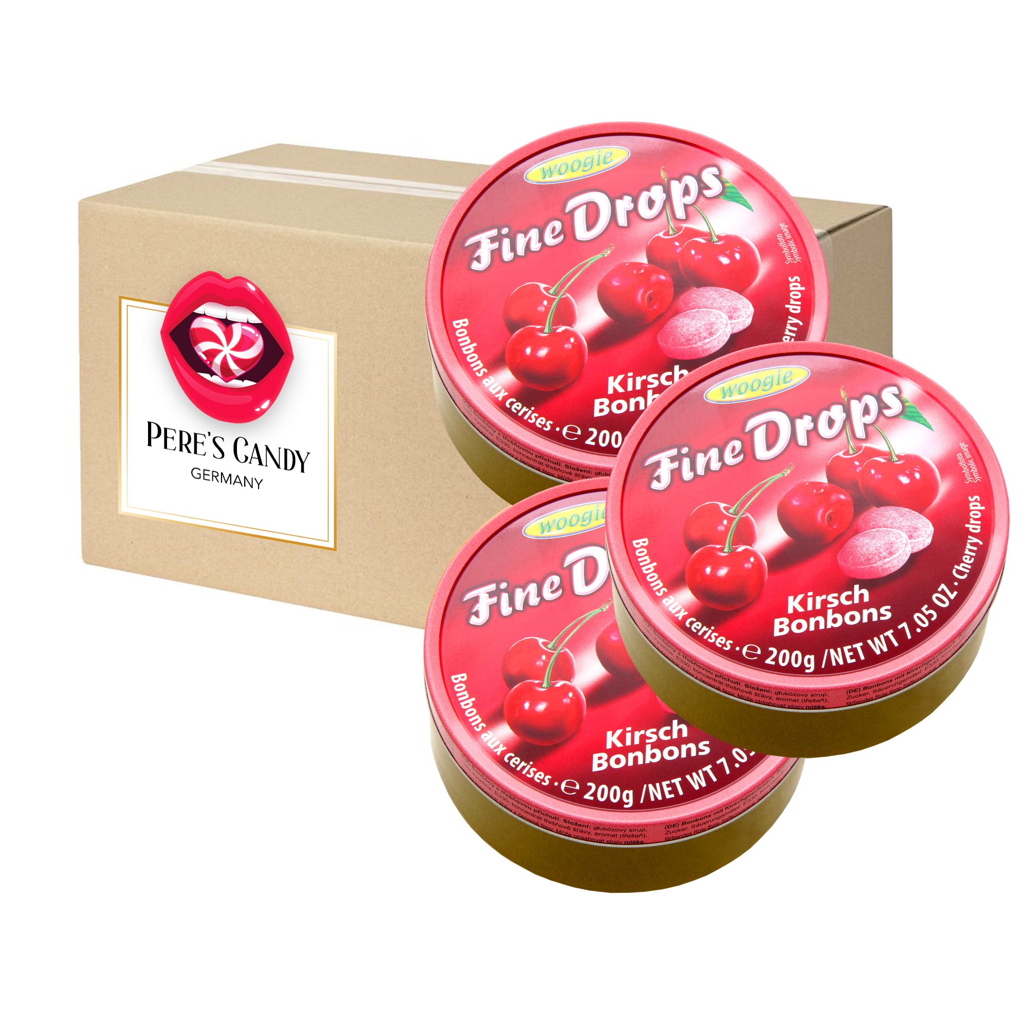Image of Fine Drops - Bonbons Sweets Cherry Flavor 3x200g