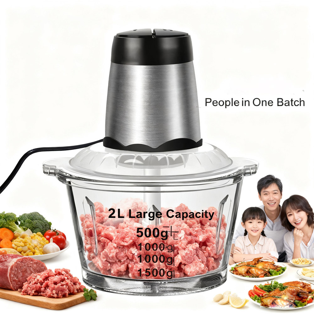 Image of 3in1 Electric Food Processors & Chopper, 2.3l 304 Stainless Steel & Glass Bowls, Vegetable Chopper Electric, 4 , Speed Settings For Meat, Fruit, Vegetable