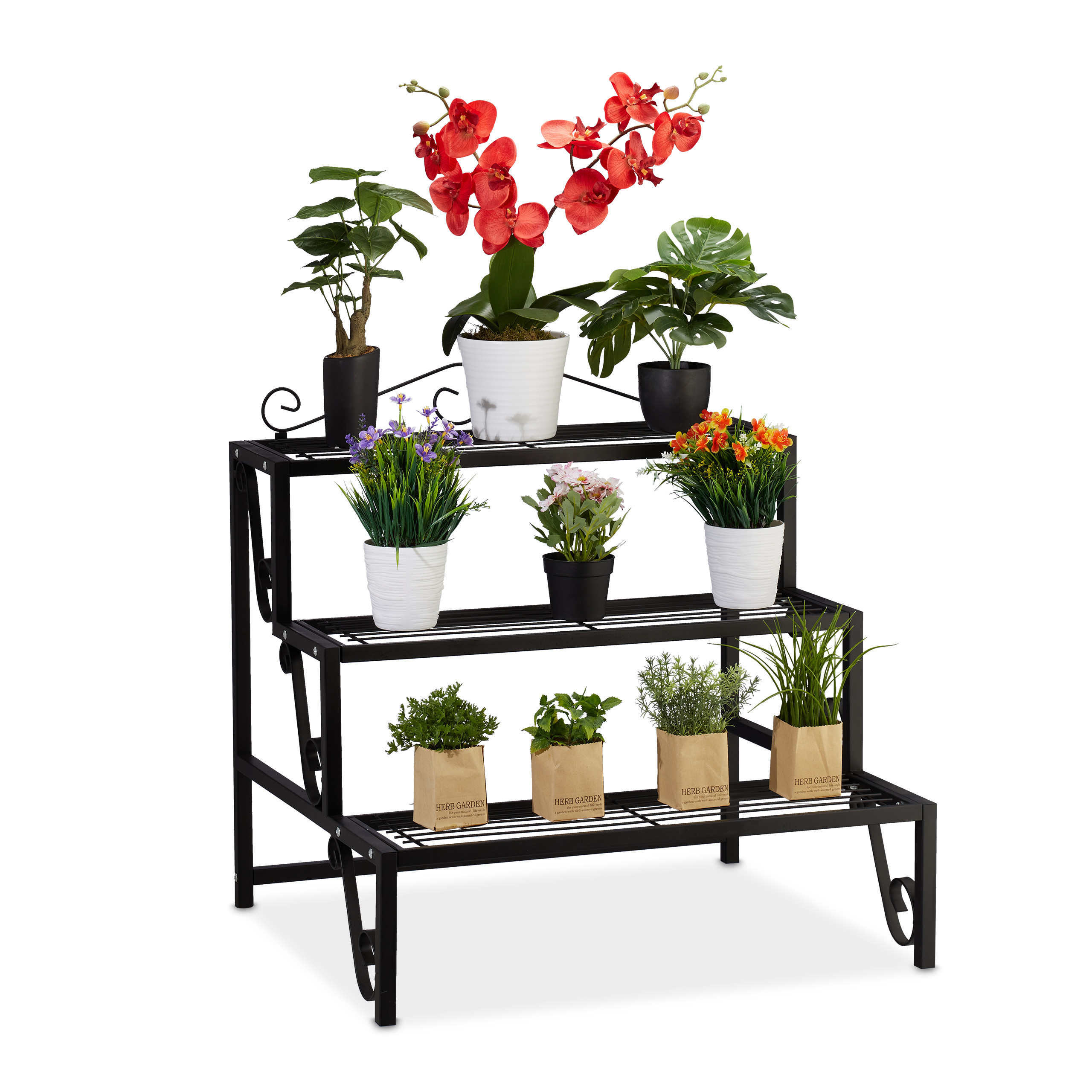 Flower Ladder In Black - (w)70 X (h)69 X (d)60 Cm