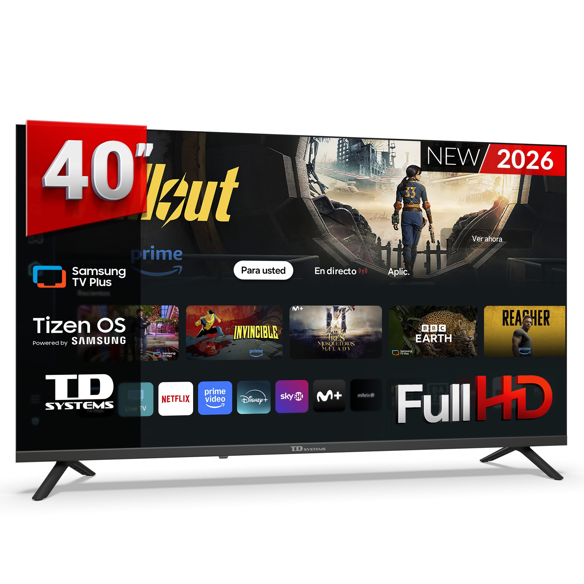 TD Systems - Smart TV 40 pulgadas Tizen OS 8.0. Sintonizador triple (DVB-T2/C/S2). Tele...