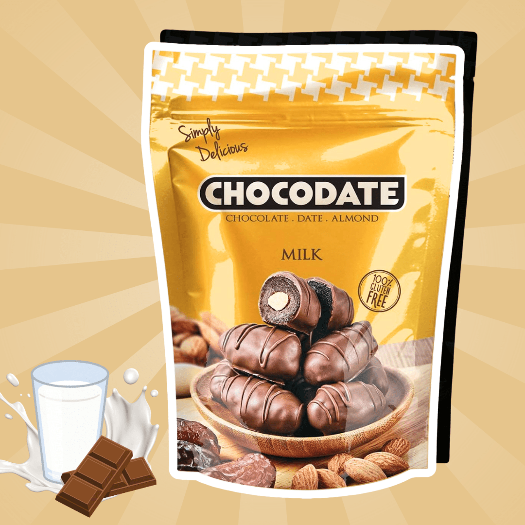 E-shop Chocodate Milk Chocolate – Datteln mit Milchschokolade & Mandeln (90 g)