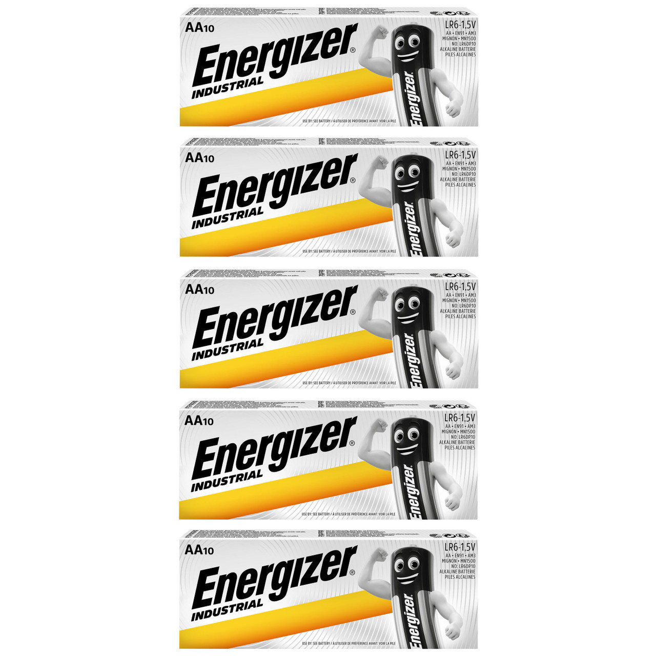 TEMU 5x Aa Industrial Alkaline Batteries, Pack Of 10 (50x Batteries In Total)