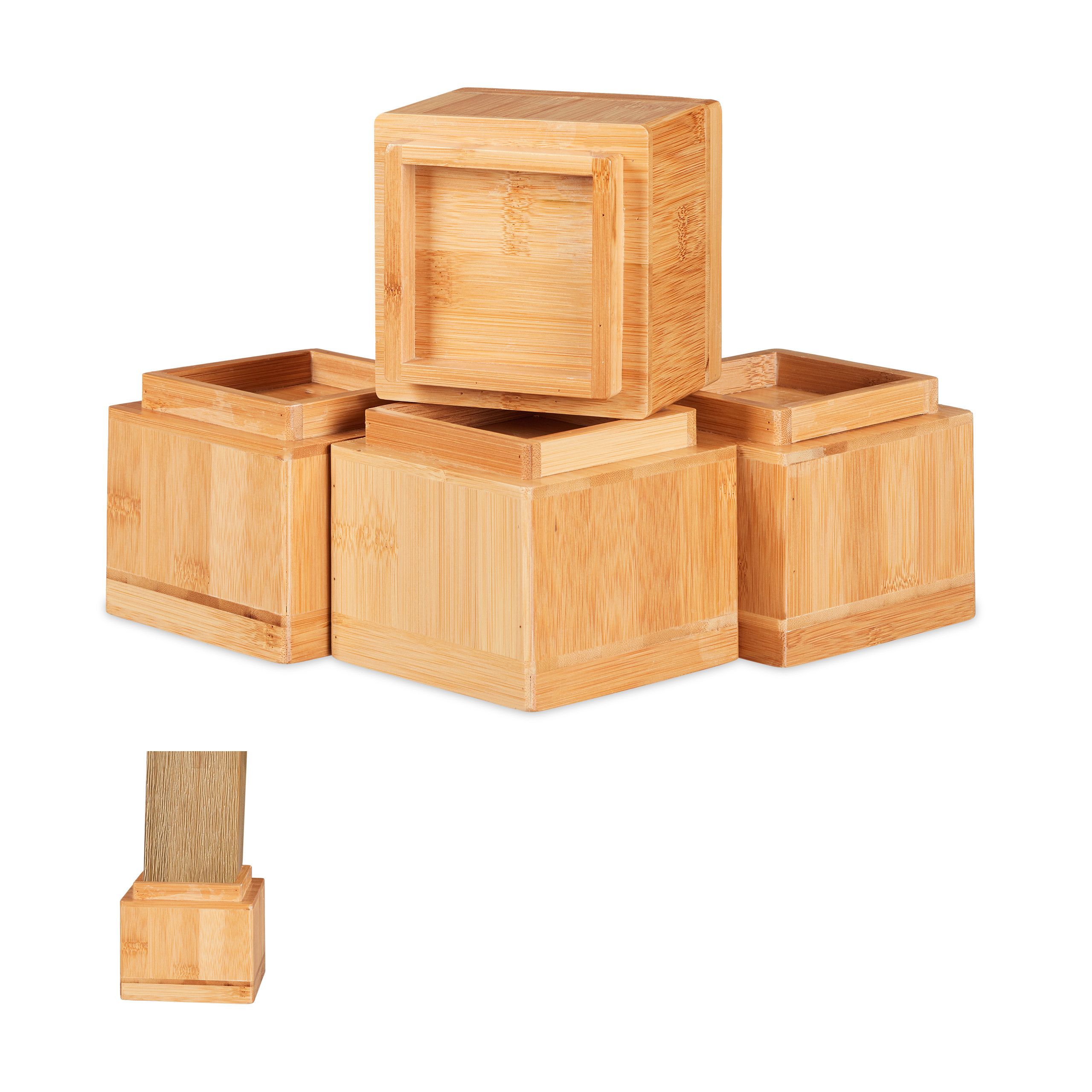 Image of Set Of 4 Furniture Risers In Natural - (w)11.5 X (h)10 X (d)11.5 Cm