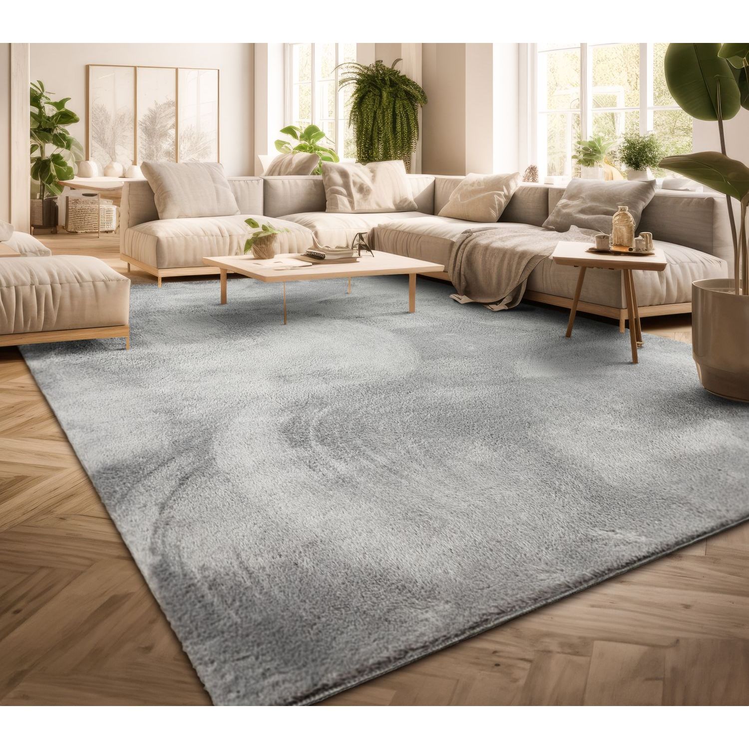 Living Room Short Pile Plain Modern Design Washable, Non Slip Stain Resistant Polyester Cloth