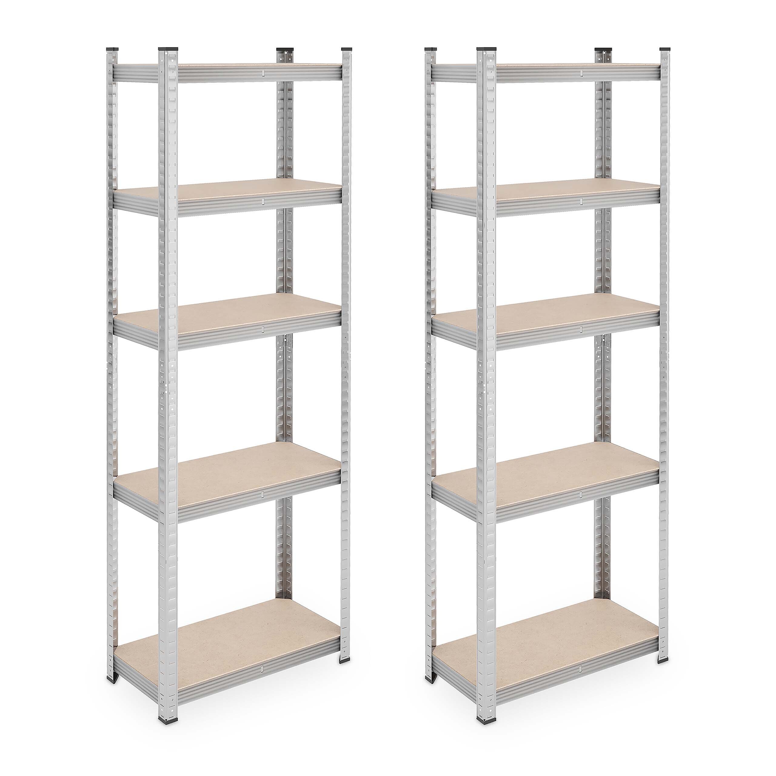2 Heavy-duty Shelves In Silvery - (w)60 X (h)180 X (d)30 Cm