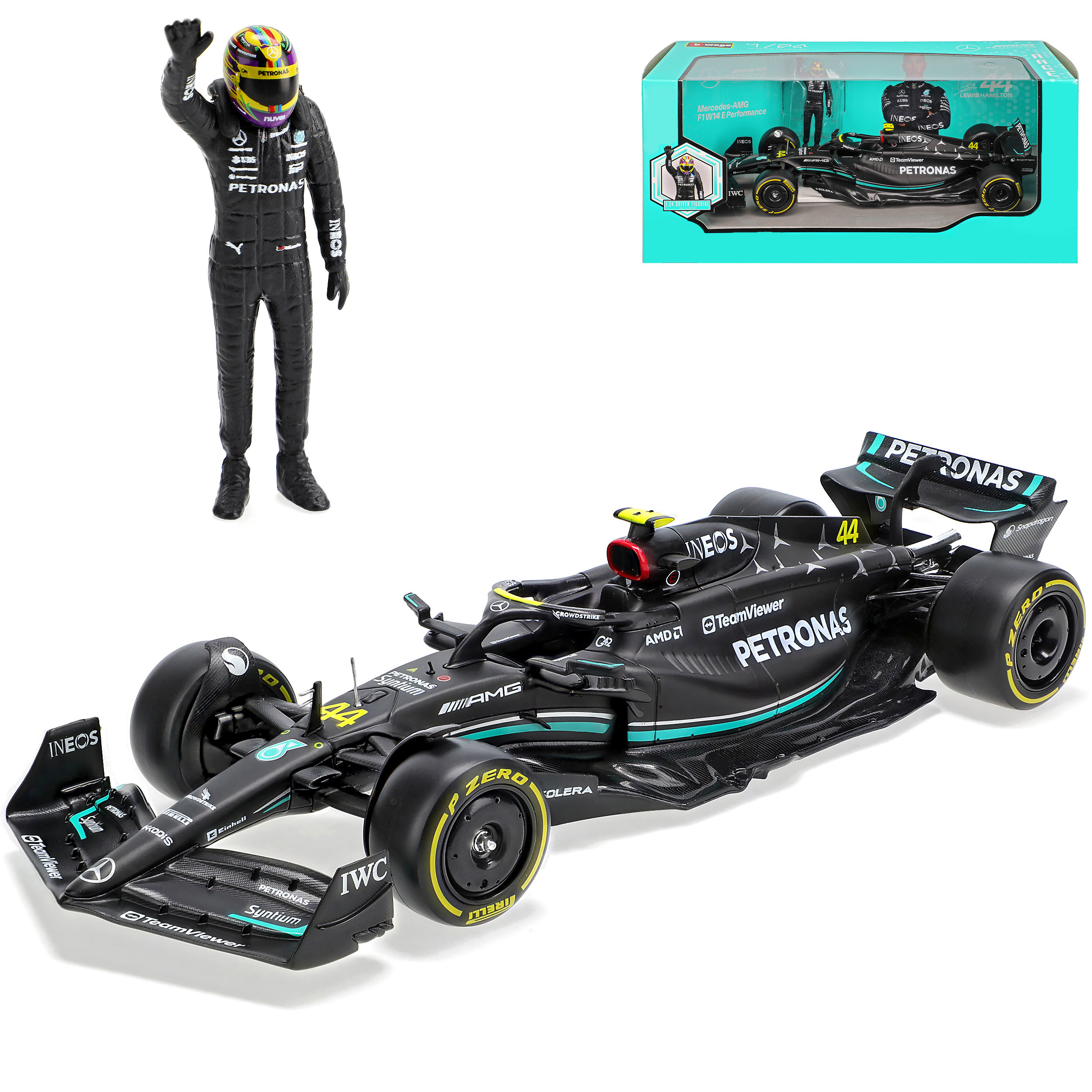 Image of Mercedes-benz Amg W14 No. 44 Formula 1 2023 With Driver /24 Bburago Model Car