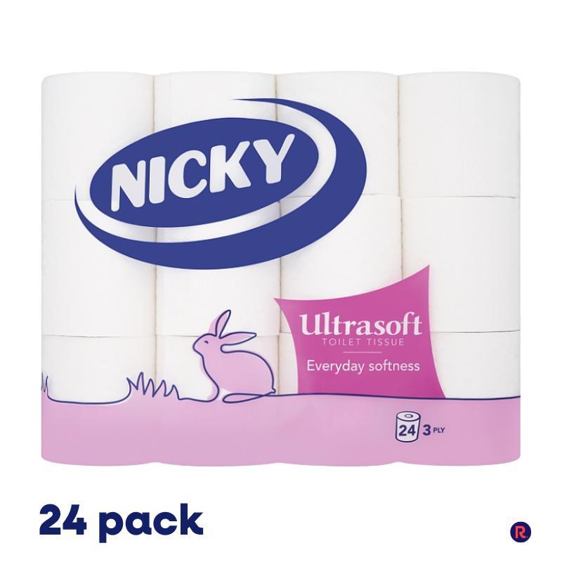 TEMU Nicky Ultrasoft Toilet Rolls Soft Embossed - 24 Toilet Rolls