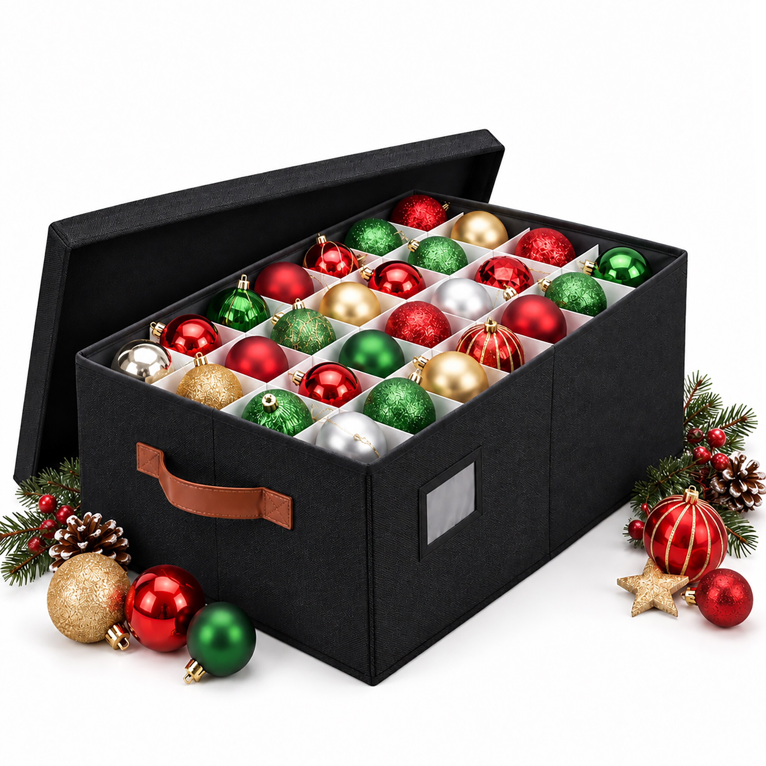 Image of Christmas Ornament Storage Box In Black - (w)33 X (h)25 X (d)67 Cm