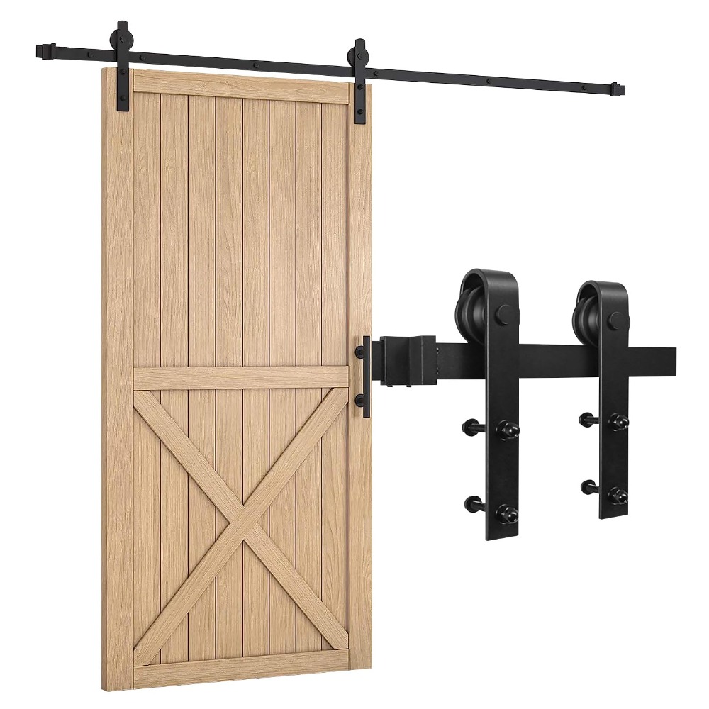 Image of Sliding Door Complete Set 183cm (6ft) - Sliding Door Track, Hardware Set, Sliding , Hanging Track, Wood Rail Splice, Sliding Door Runner Rails