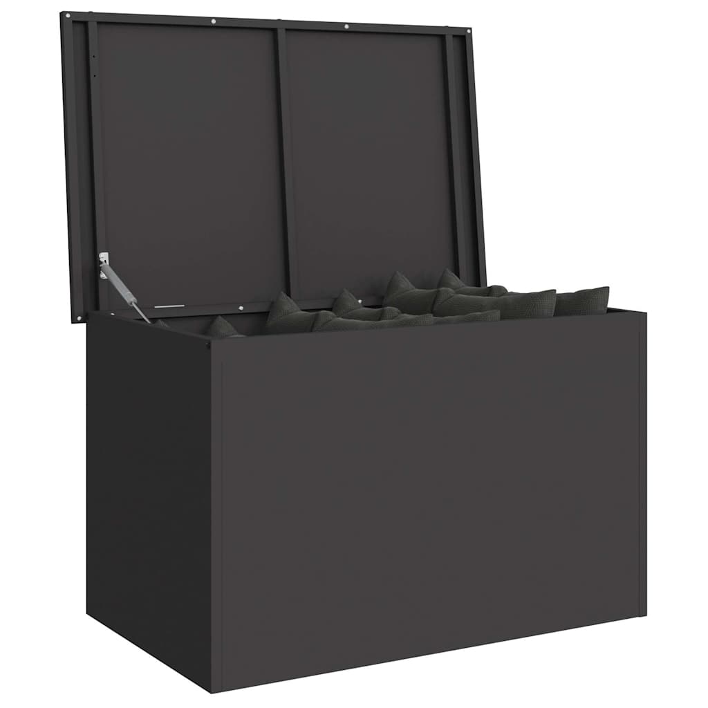 Stable Outdoor Storage Box Black 80X50.5X50 Cm Made of Cold-Rolled Steel –   Storage Box for Garden, Garage & Storage – Weather-Resistant Steel Box with Lid – Perfect Storage Box for Tools, Devices & Accessories