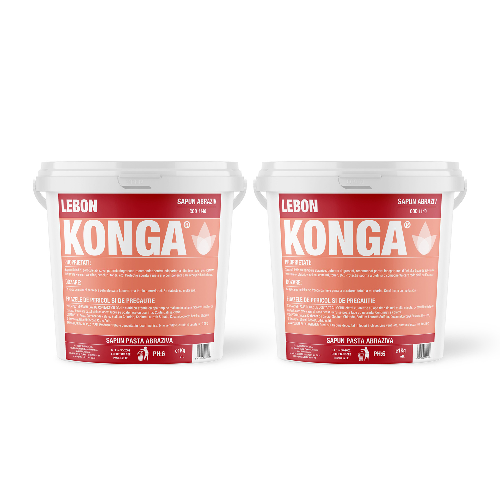 Image of Set Of 2 X Industrial Hand Wash Paste With Scrubbing Particles And Nourishing Glycerin, For , Oil, Grease, And Grease Lubricant, 1 L, Mild Formula, Creamy Texture, Powerful Cleaning, Ph-neutral