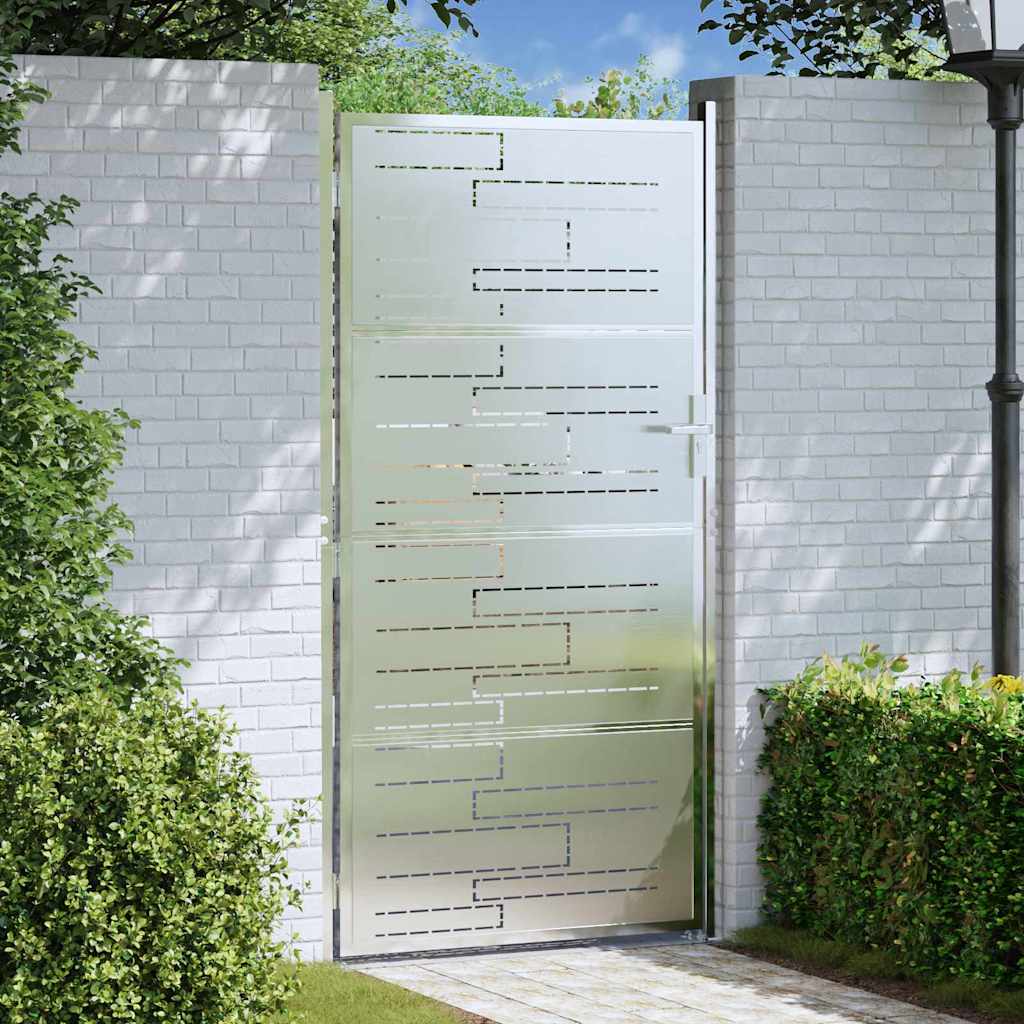 Image of Vidaxl Garden Gate With Lock, Silver, 200 Cm, Stainless Steel, For Garden And Terrace, Rectangular, Modern, Featuring Unique Landscape Design, Stylish Furniture, And Modern