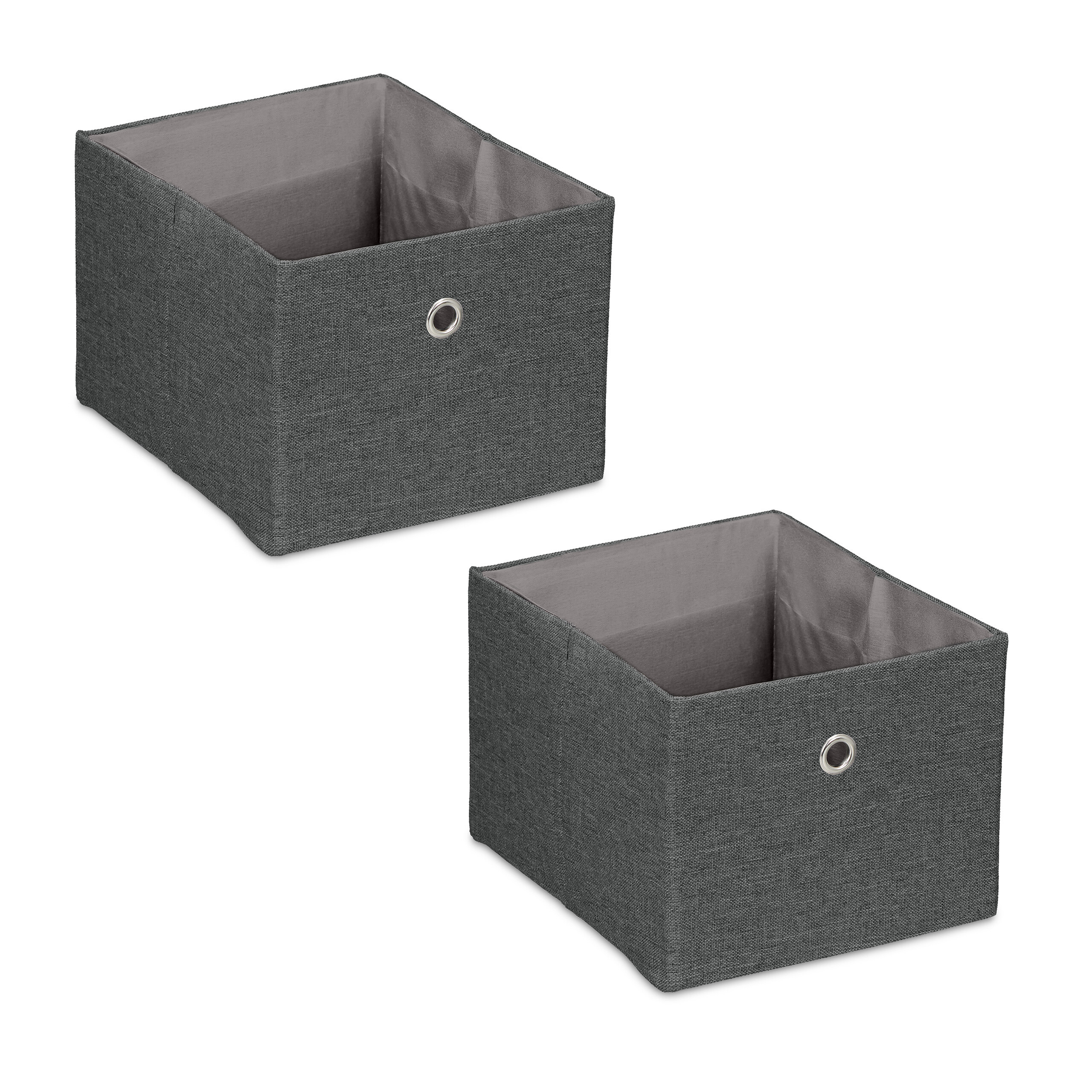 2 X Storage Box In Dark Grey - (w)20.5 X (h)16 X (d)25 Cm