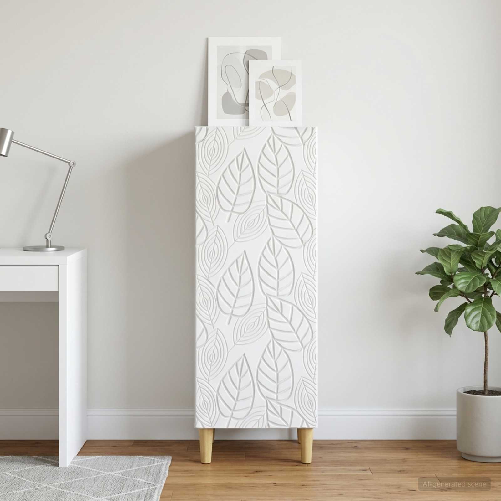 Image of Sideboard White 33 X 34.5 X 90 Cm Wood, Rectangular Console, Spacious Storage, Living Room Cabinet, Dining Area Organizer And More
