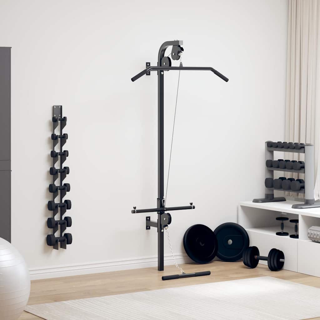 Wall-mounted Home Trainer, 2 Redirecting Rolls, Lat-pull & Low Pull-up, , 99x53x194 Cm, Handles With , Up To 120 Kg Weight Plates, Suitable For 25 Mm Plates